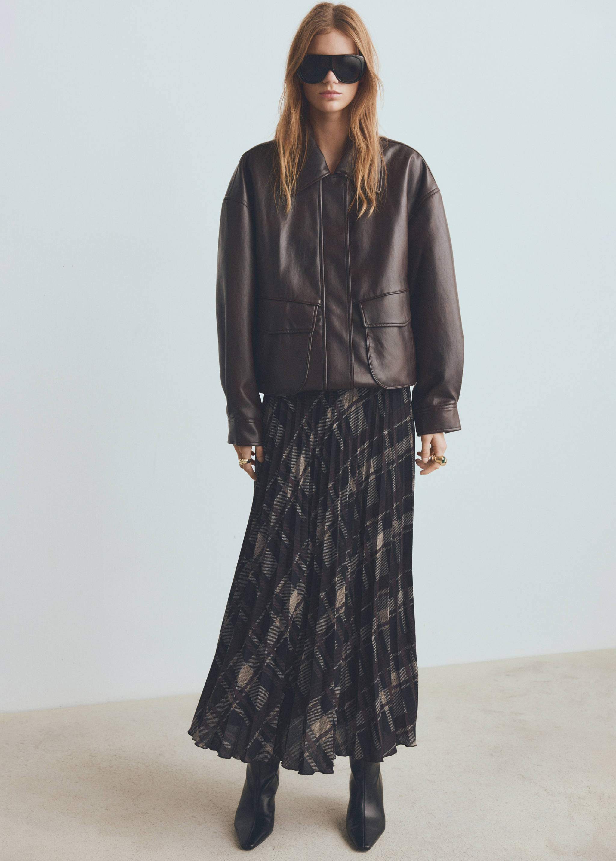 Checked long skirt - General plane