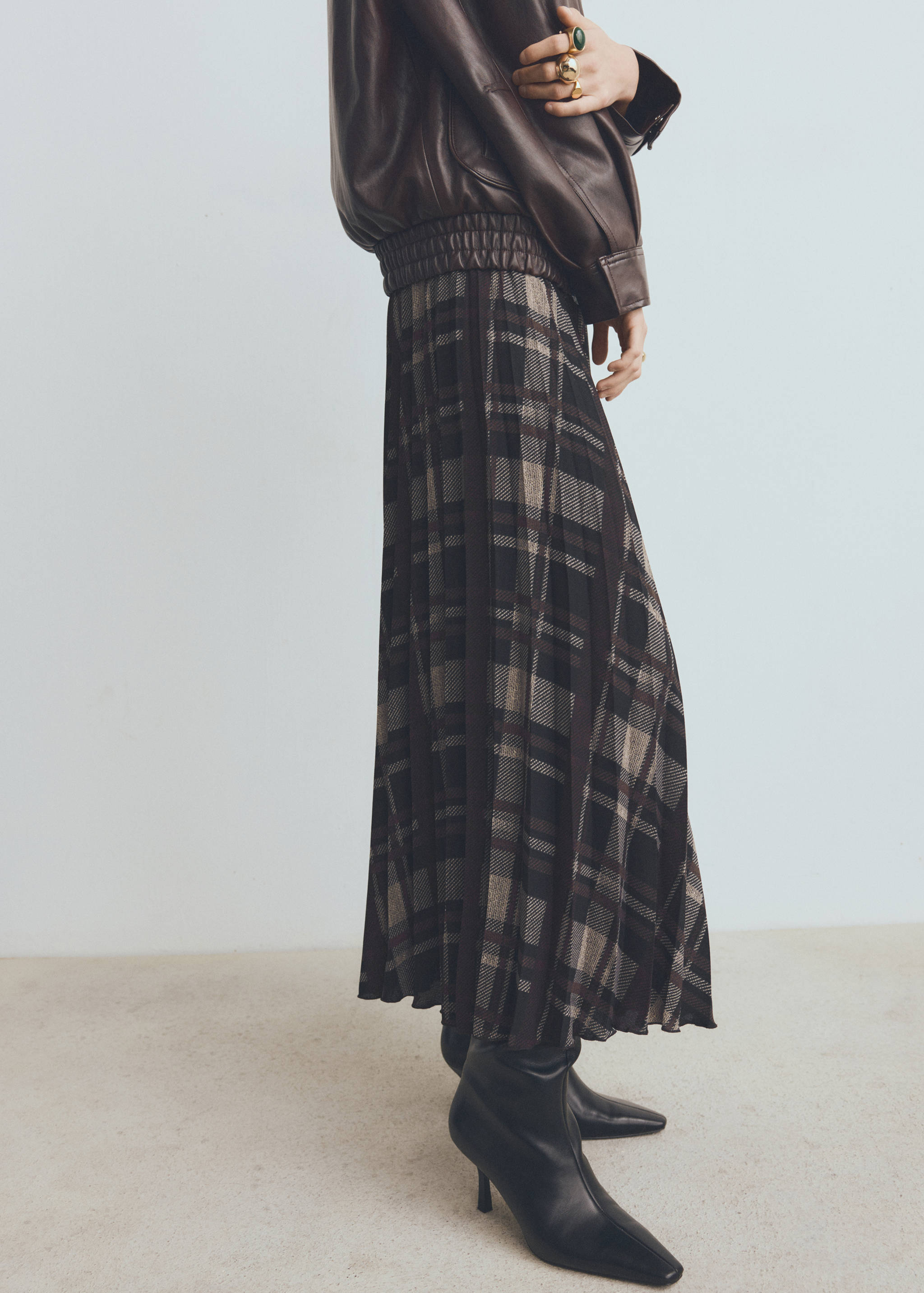 Checked long skirt - Medium plane