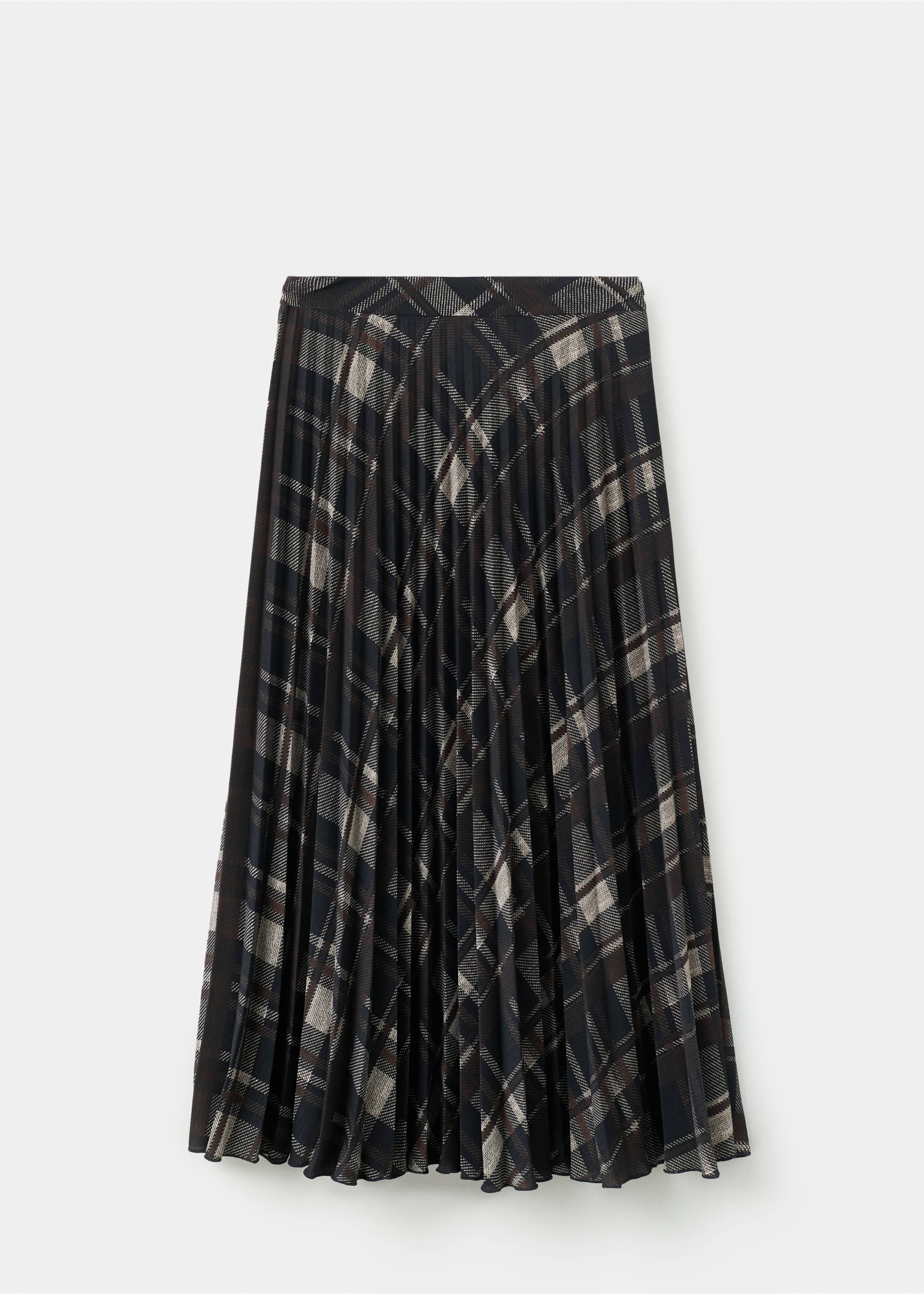 Checked long skirt - Article without model, Brown. Ref: 27081319-00.
