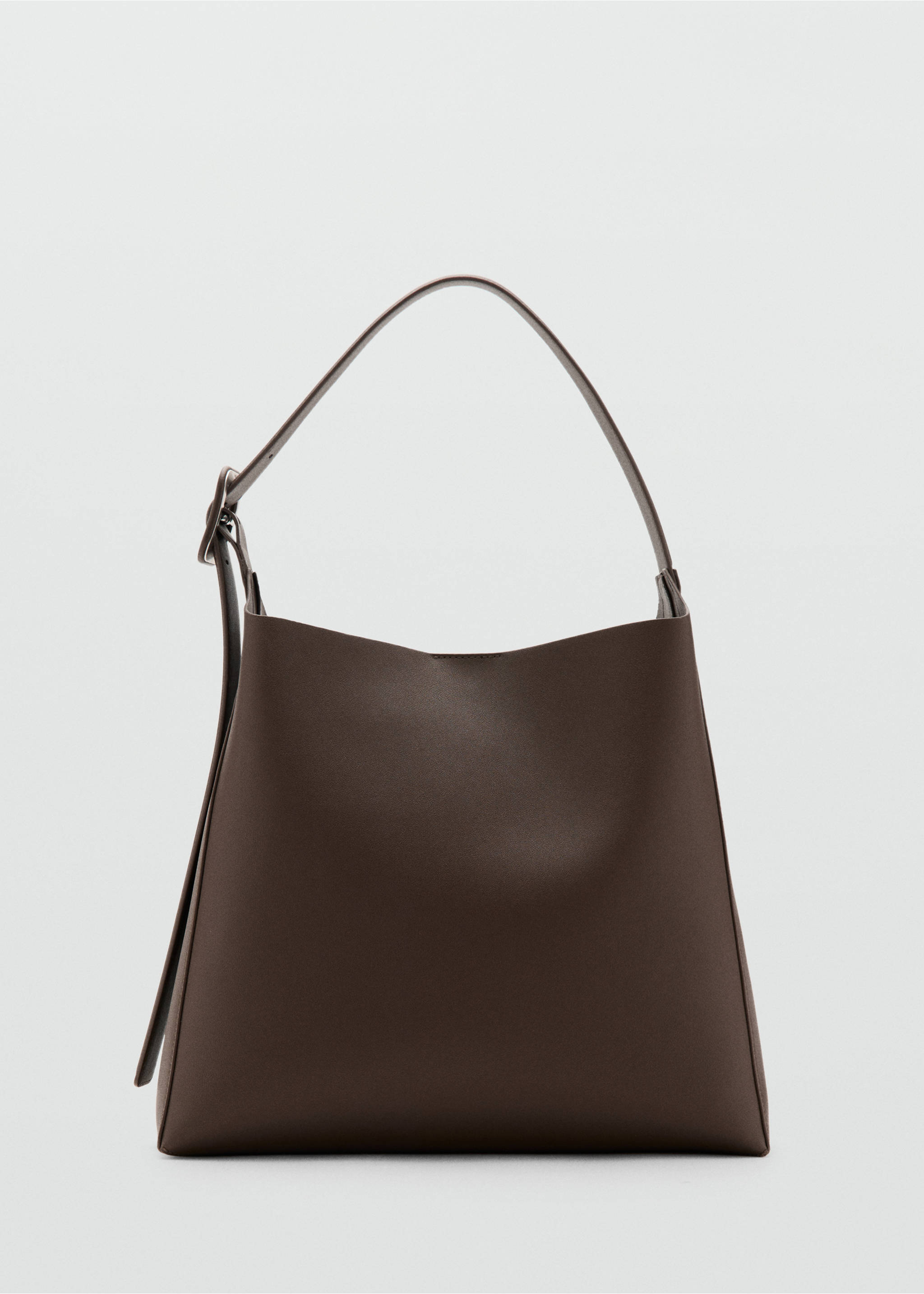 Shopper bag with buckle - Article without model, Chocolate. Ref: 27081320-00.