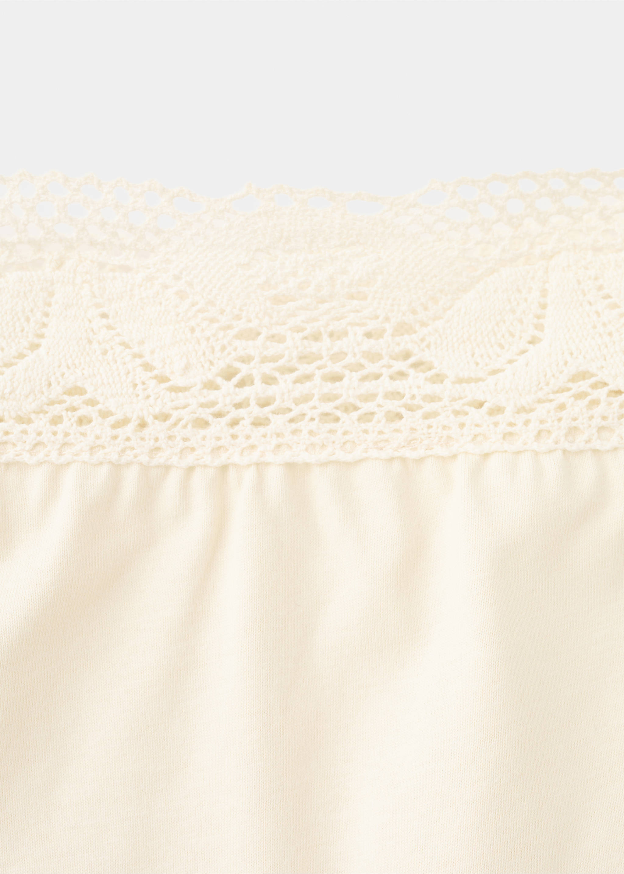 Cotton top with lace straps - Details of the article 8, Pastel Yellow. Ref: 27081321-00.