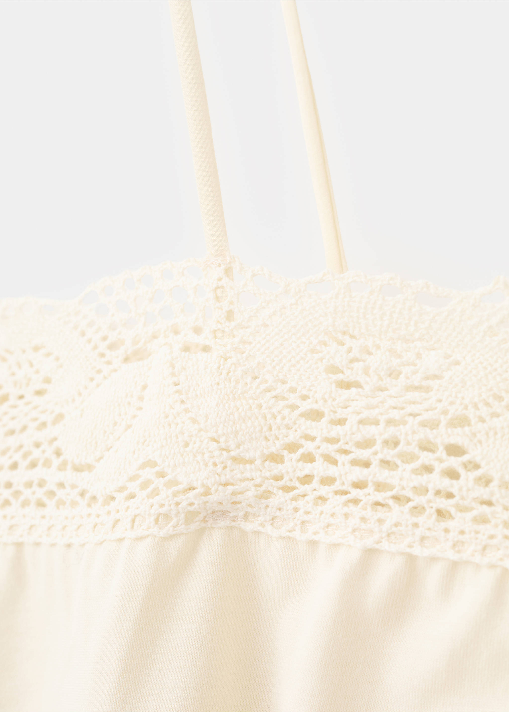 Cotton top with lace straps - Details of the article 0, Pastel Yellow. Ref: 27081321-00.