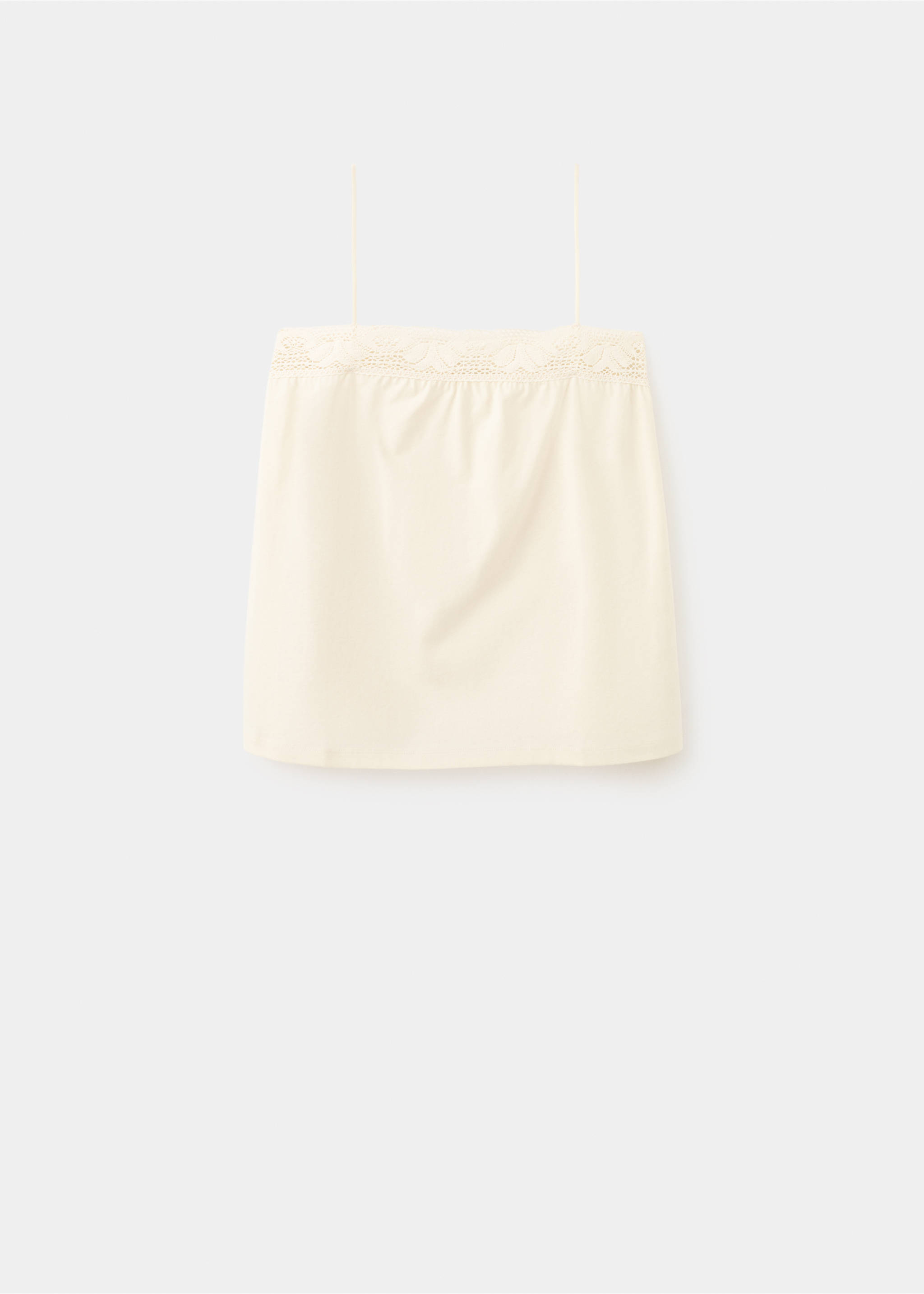 Top coton bretelles dentelle - Article sans modèle, Jaune pastel. Ref: 27081321-00.