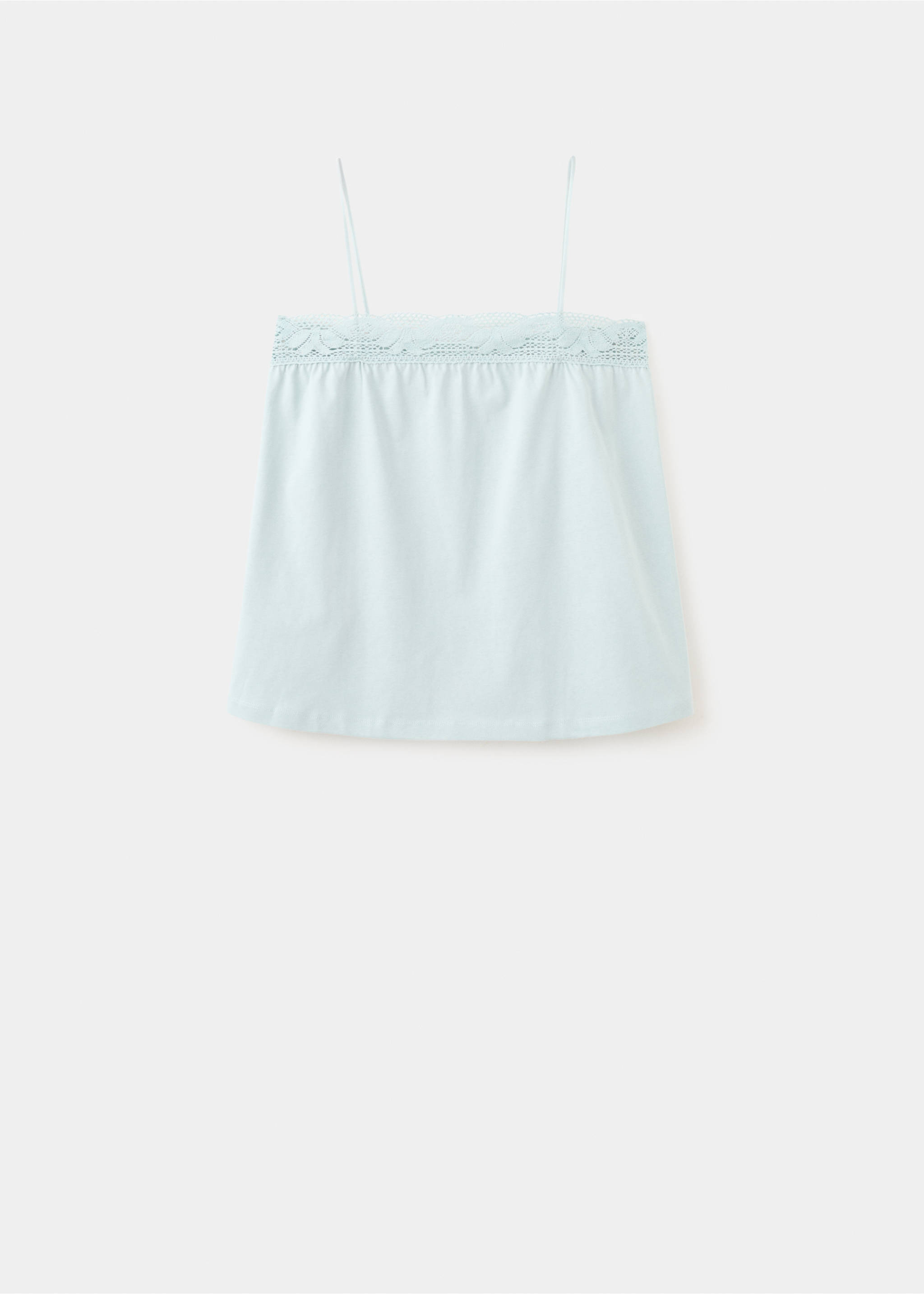 Cotton top with lace straps - Article without model, Mint Green. Ref: 27081321-00.
