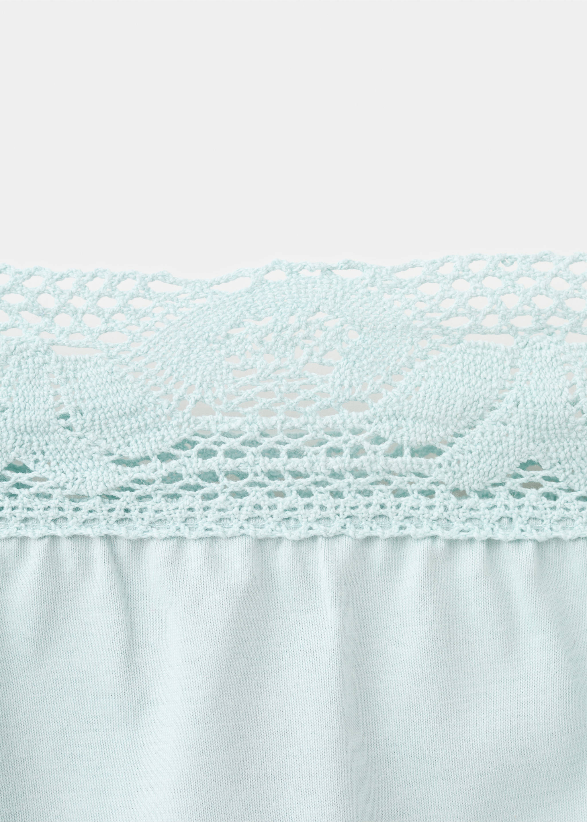 Cotton top with lace straps - Details of the article 8, Mint Green. Ref: 27081321-00.