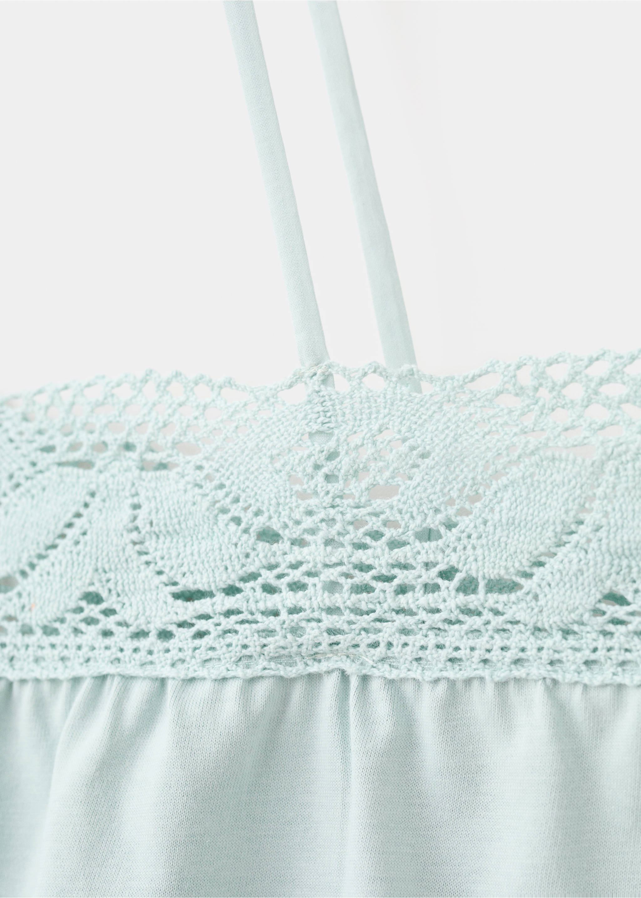 Cotton top with lace straps - Details of the article 0, Mint Green. Ref: 27081321-00.