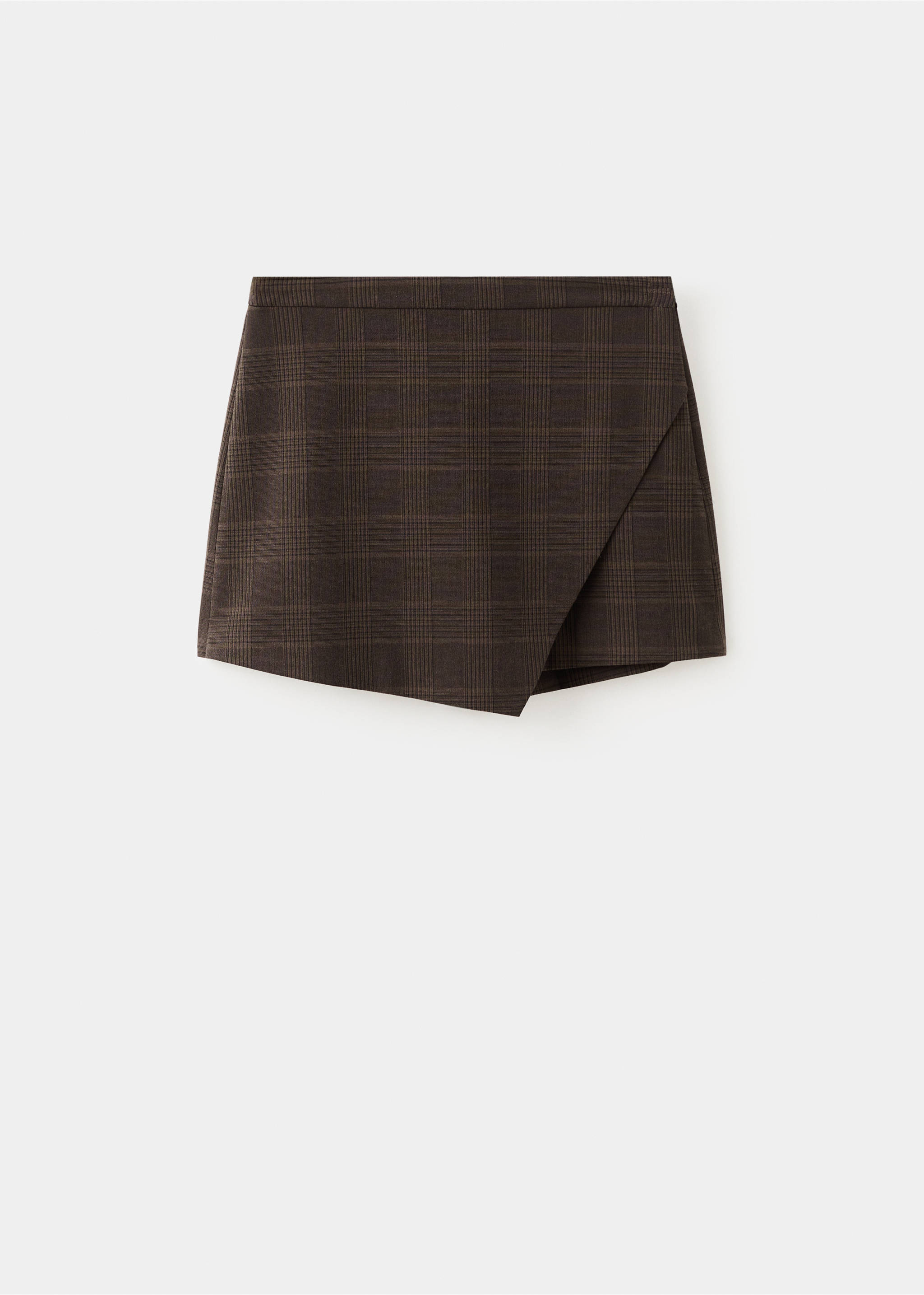 Checked asymmetric skirt - Article without model, Brown. Ref: 27081323-00.