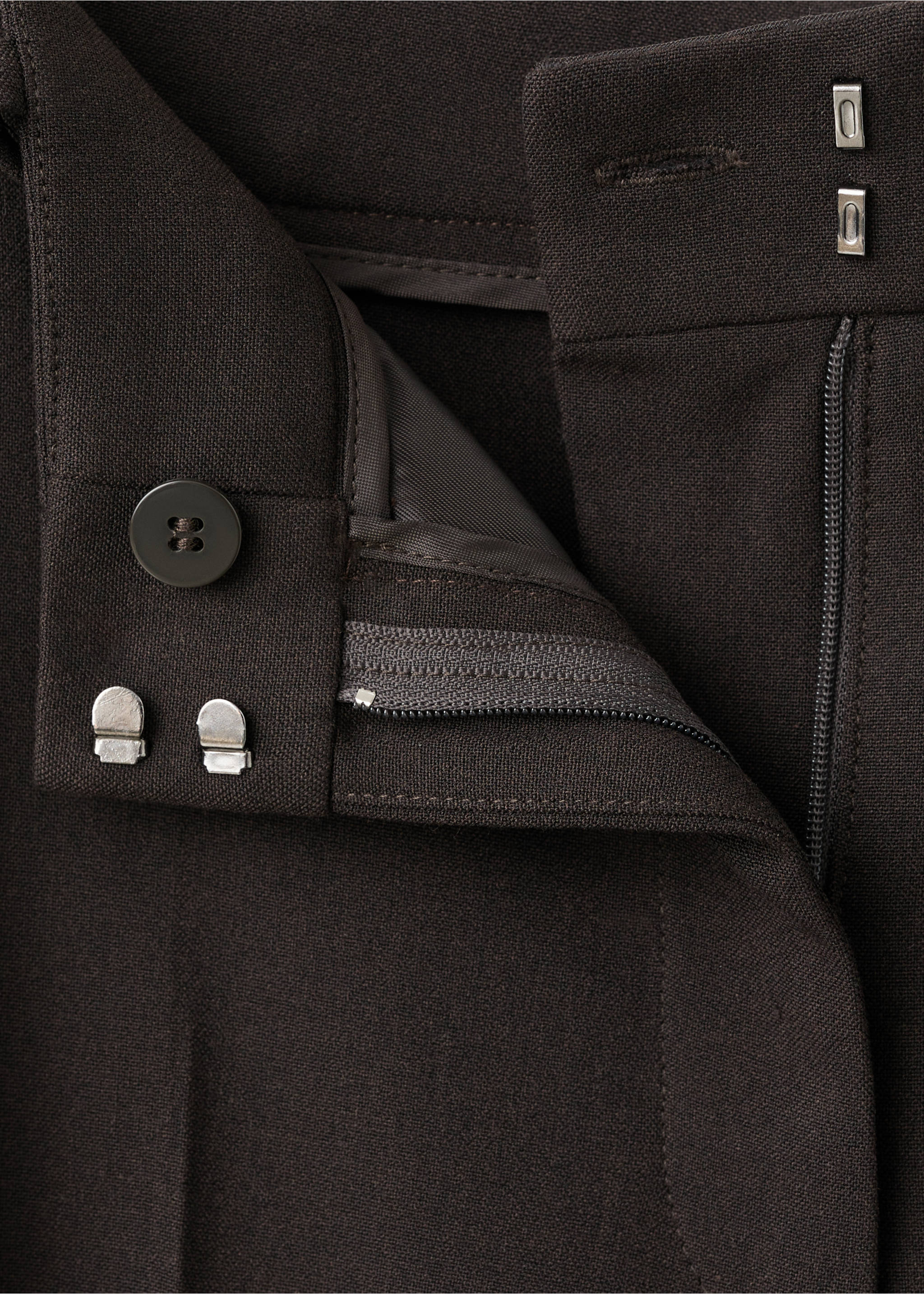 Straight-fit suit trousers - Details of the article 8, Chocolate. Ref: 27081328-00.