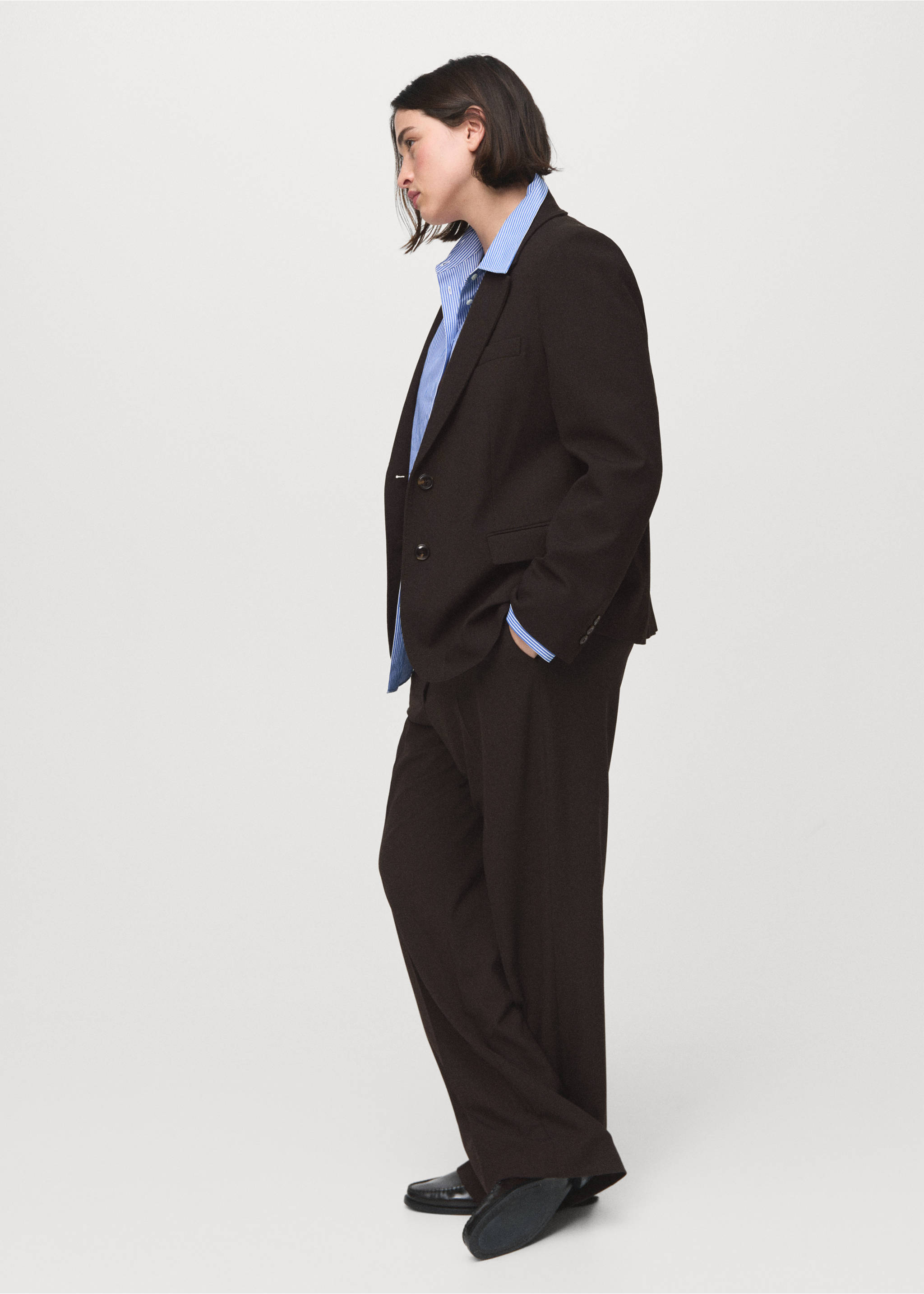 Straight-fit suit trousers - Details of the article 3, Chocolate. Ref: 27081328-00.