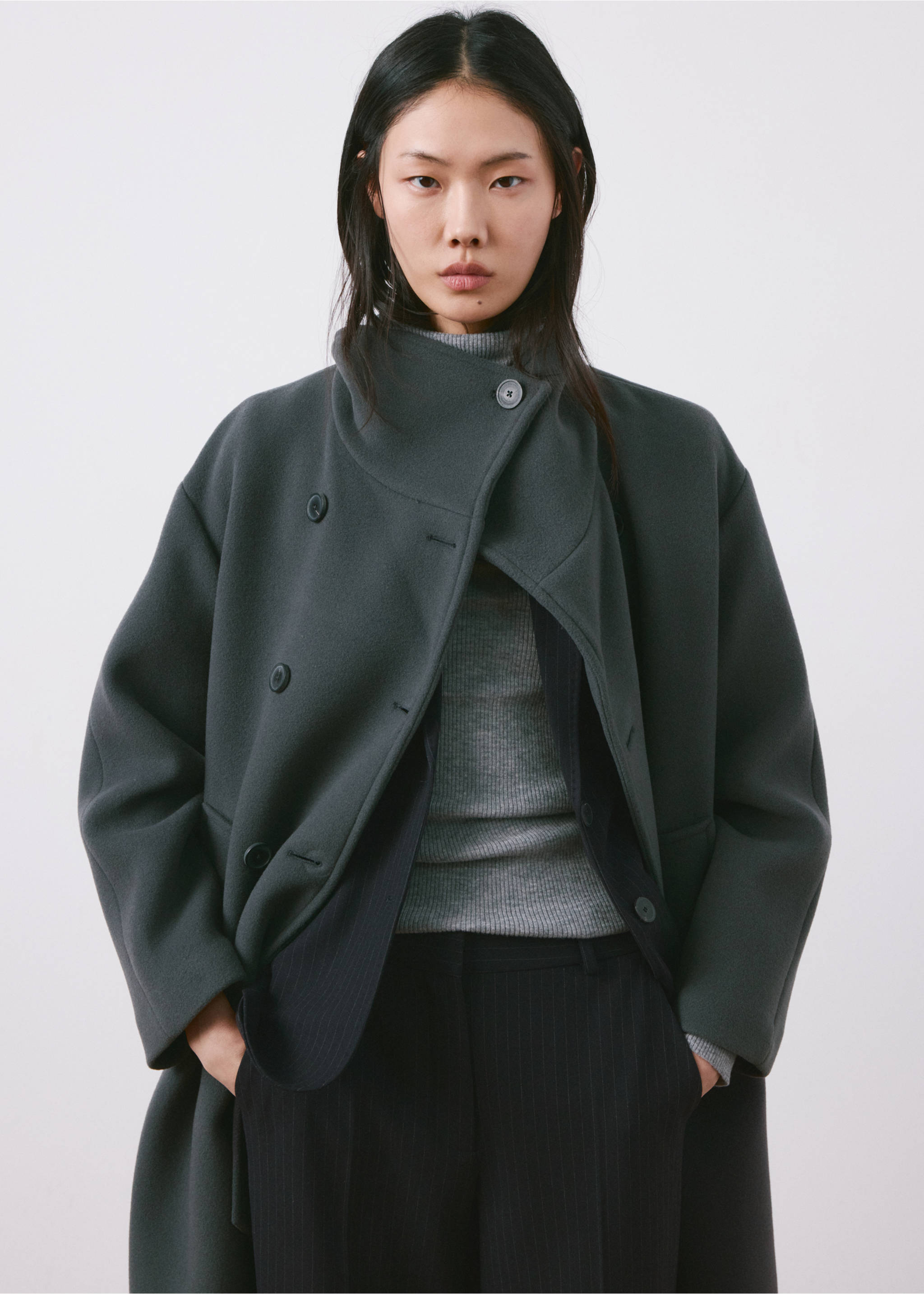 Straight-fit suit trousers - Details of the article 1, Dark Navy. Ref: 27081328-00.