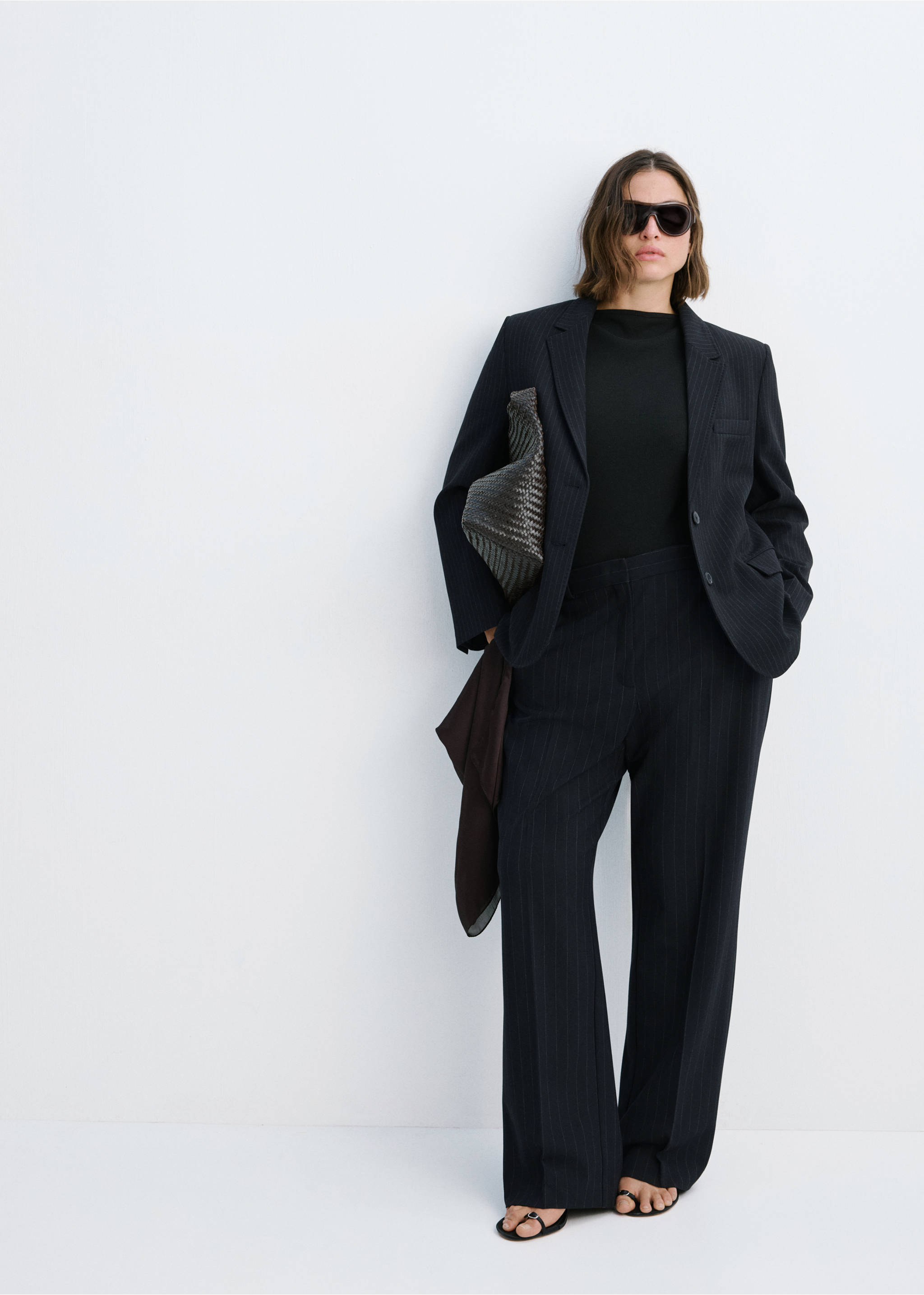 Straight-fit suit trousers - Details of the article 3, Dark Navy. Ref: 27081328-00.