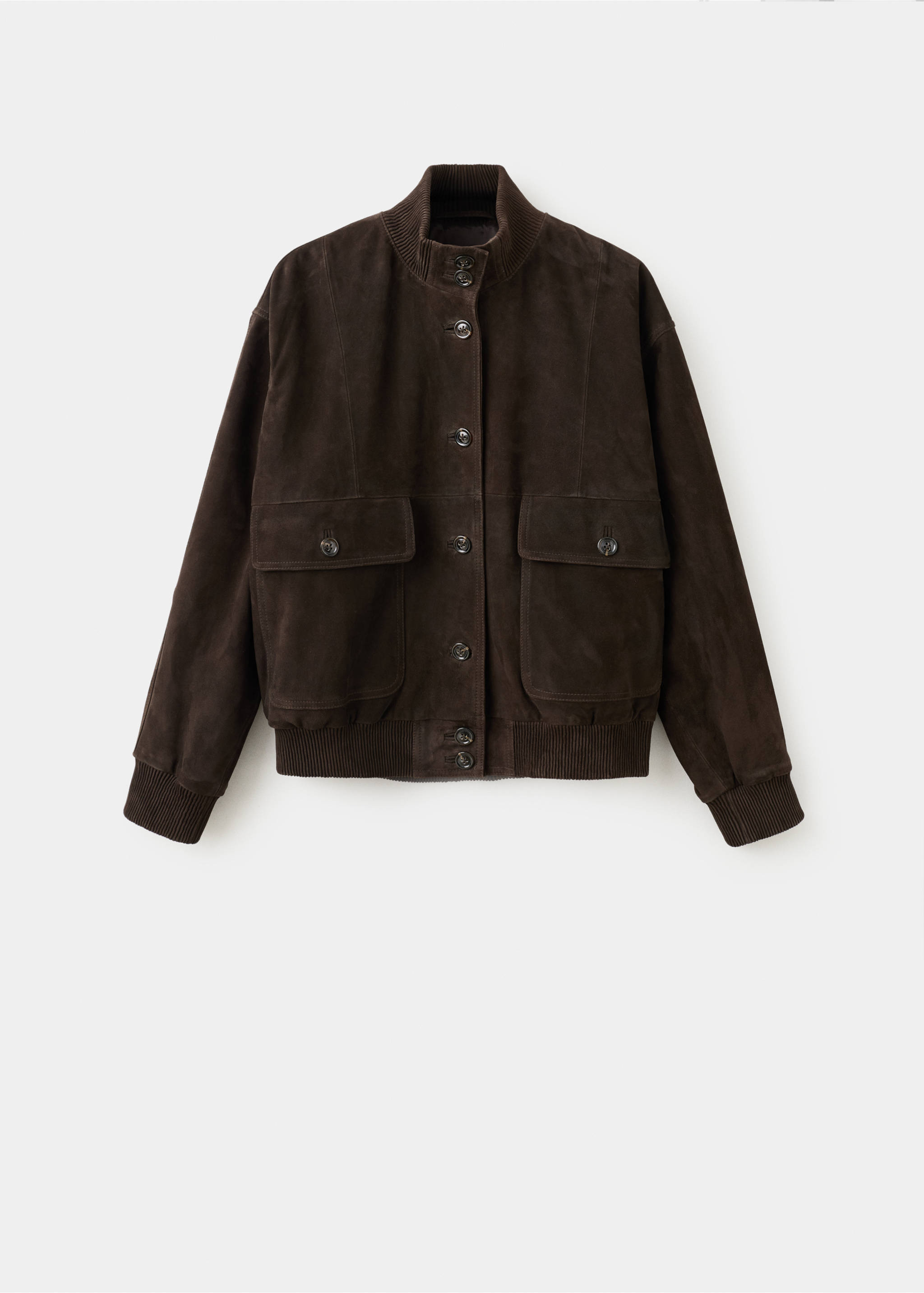 Buttoned suede jacket - Article without model, Brown. Ref: 27081330-00.