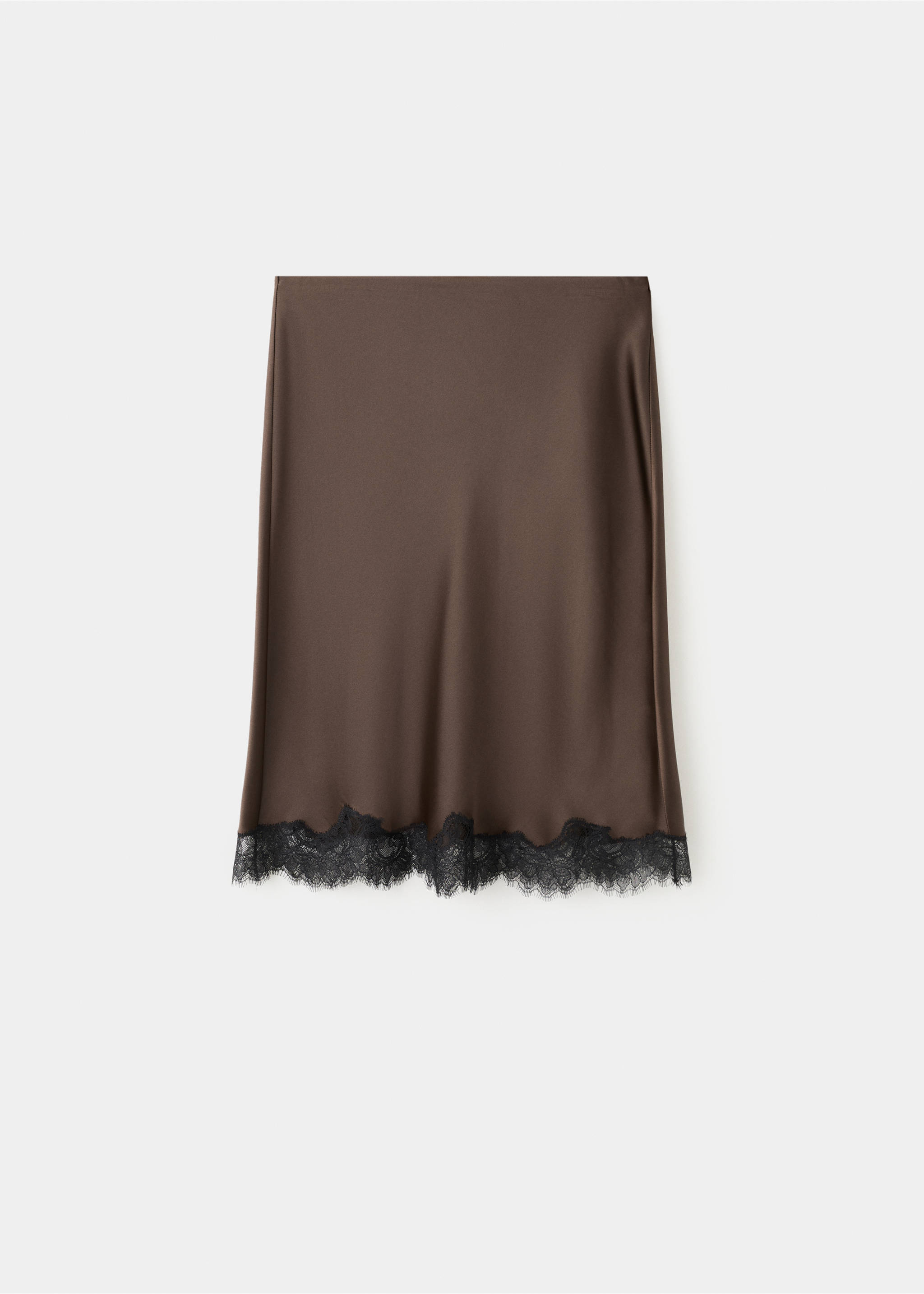 Satinert skjørt med blonder - Artikkel uten modell, Brun. Ref: 27081334-00.