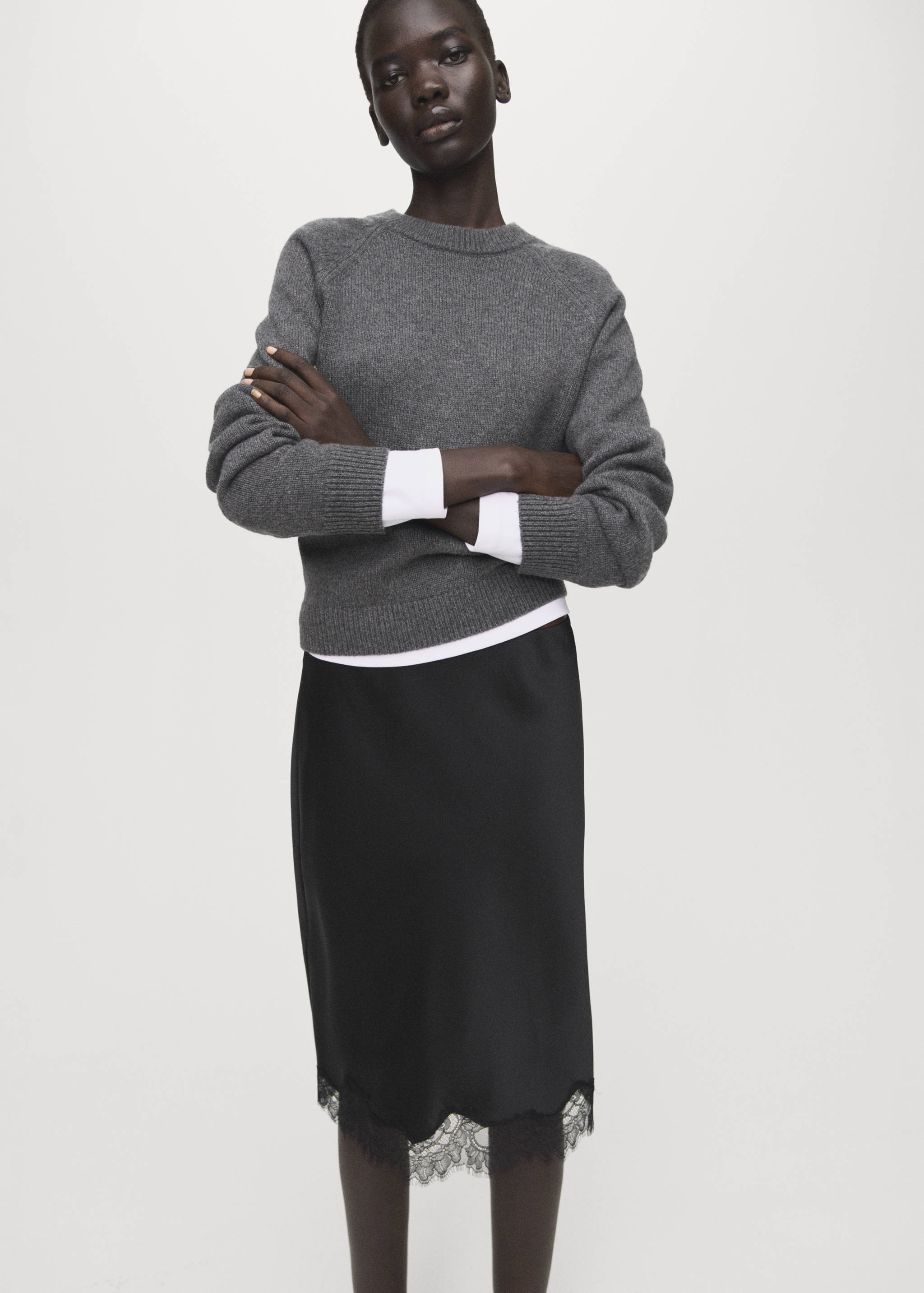 Jupe satinée dentelle - Détail de l'article 1