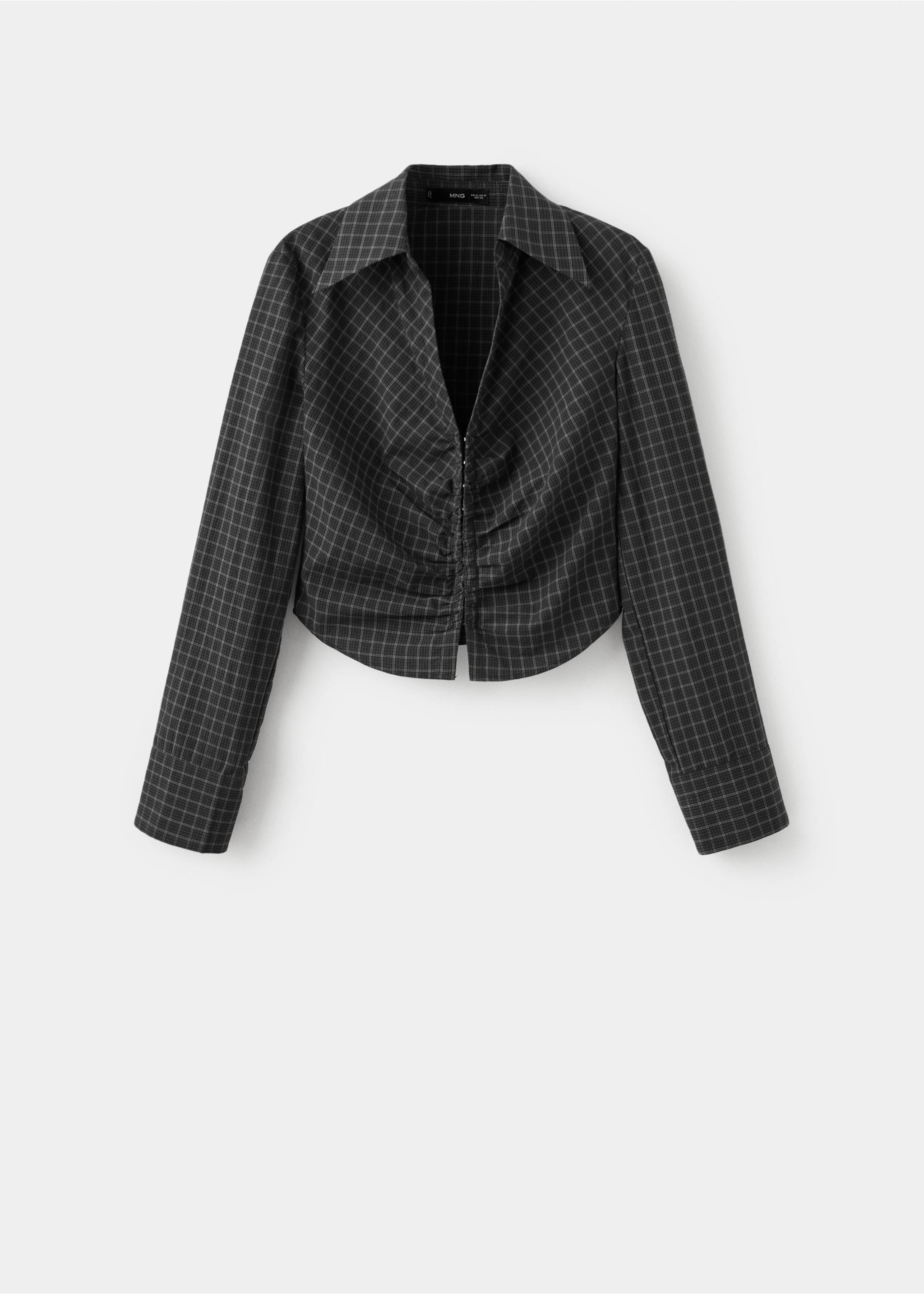 Blouse à carreaux et fronces - Article sans modèle, Gris. Ref: 27081337-00.