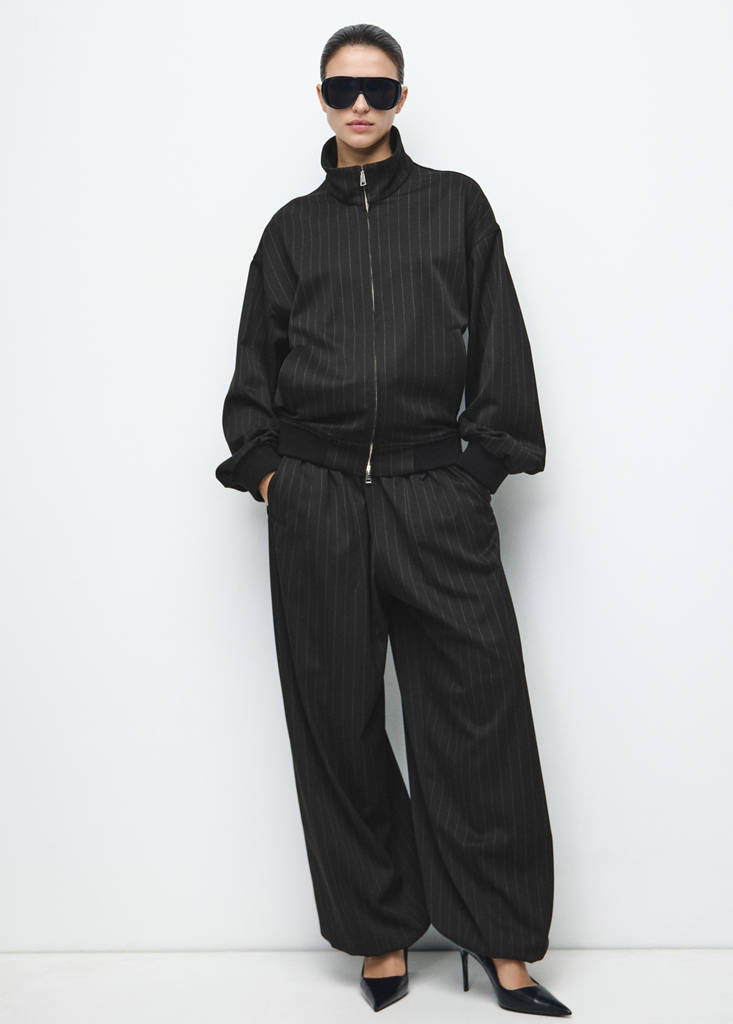 Pinstripe balloon trousers — Black