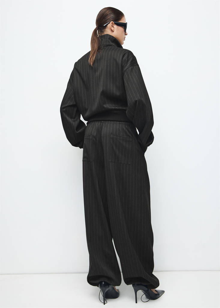 Pinstripe balloon trousers — Black