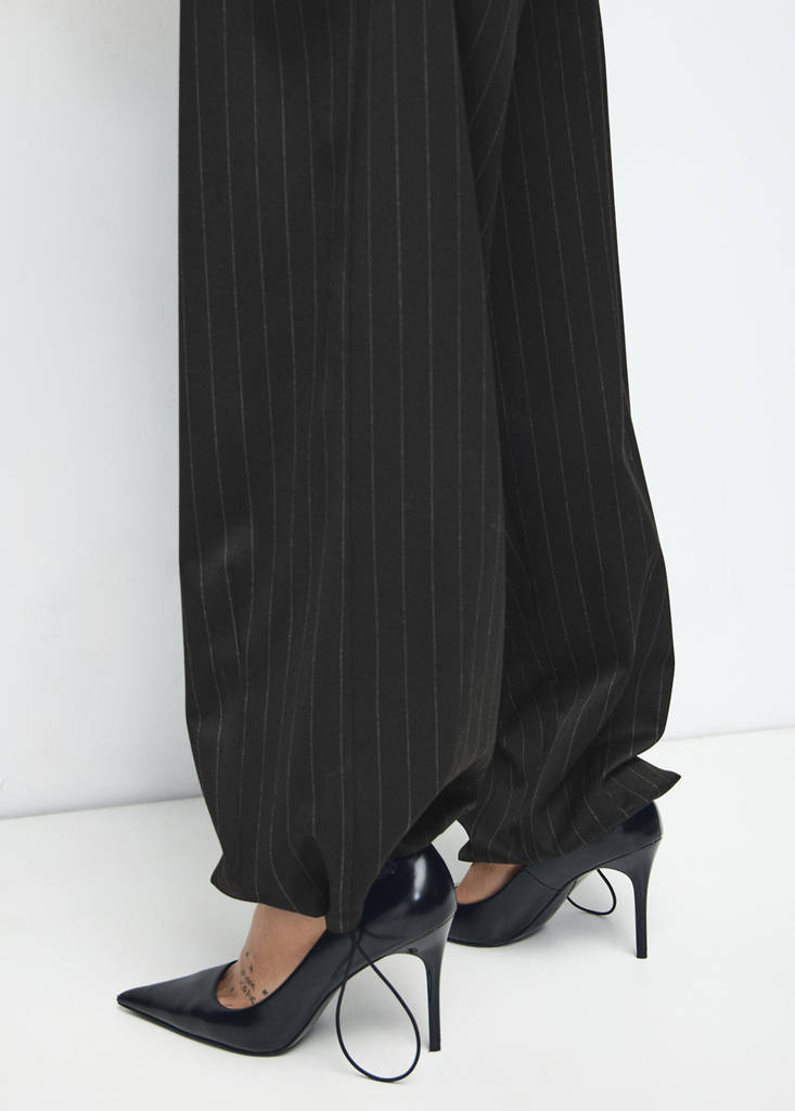 Pinstripe balloon trousers — Black