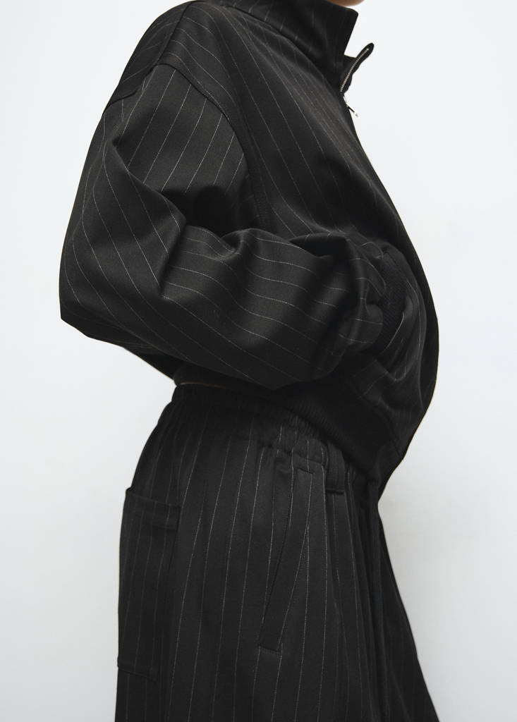 Pinstripe balloon trousers — Black