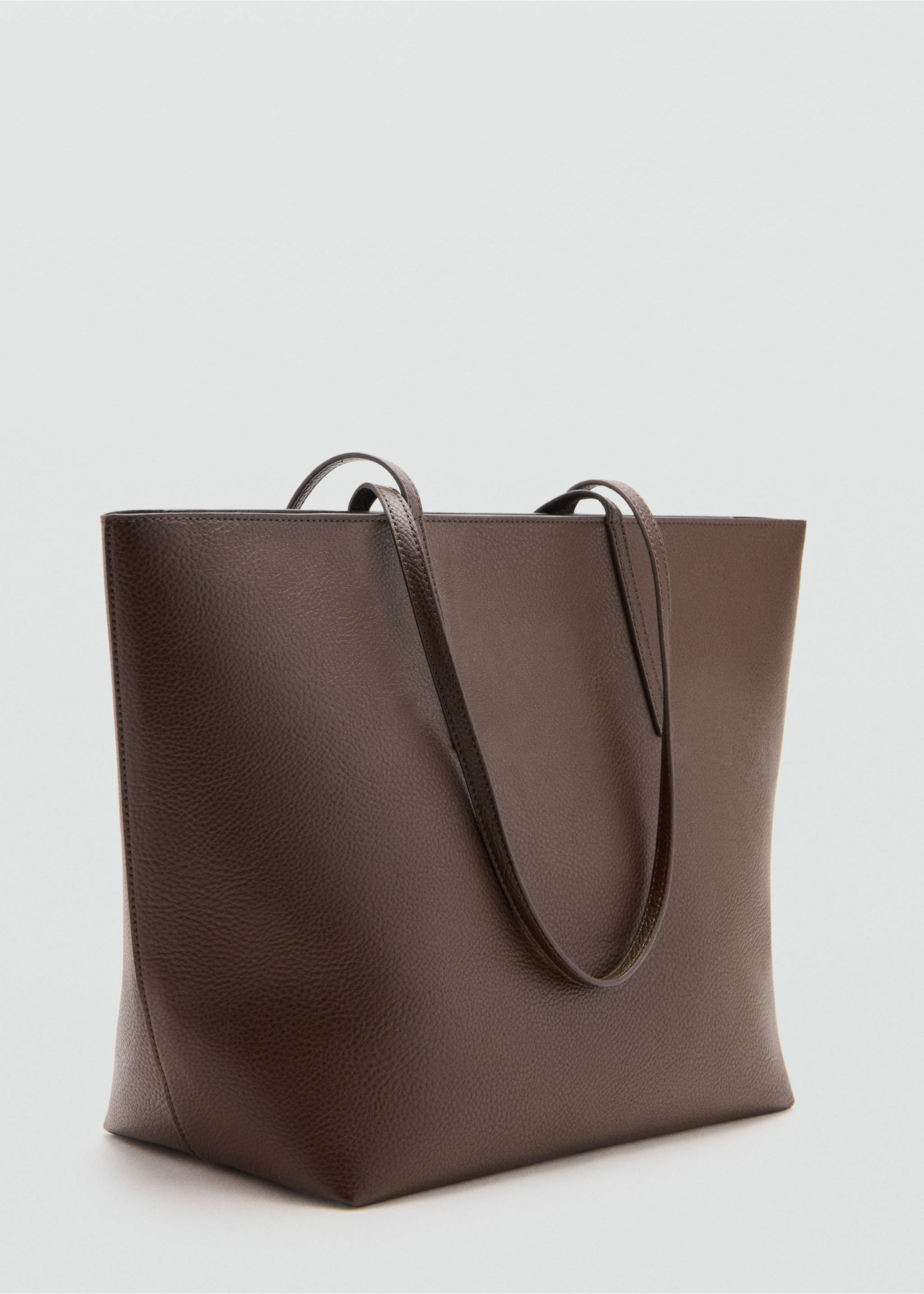Shopper bag with double handle - Medium plane, Chocolate. Ref: 27081340-00.