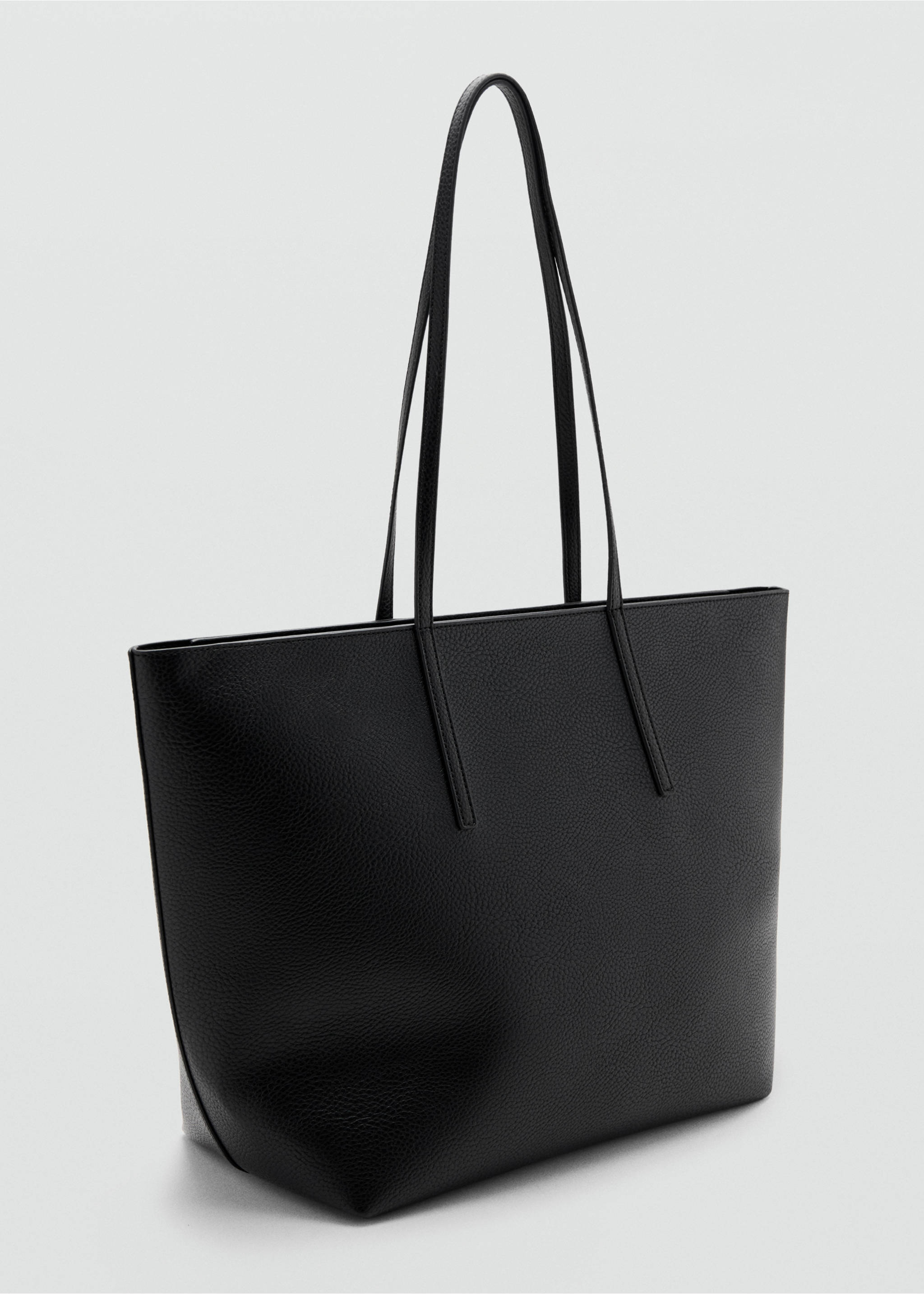 Shopper bag with double handle - Medium plane, Black. Ref: 27081340-00.
