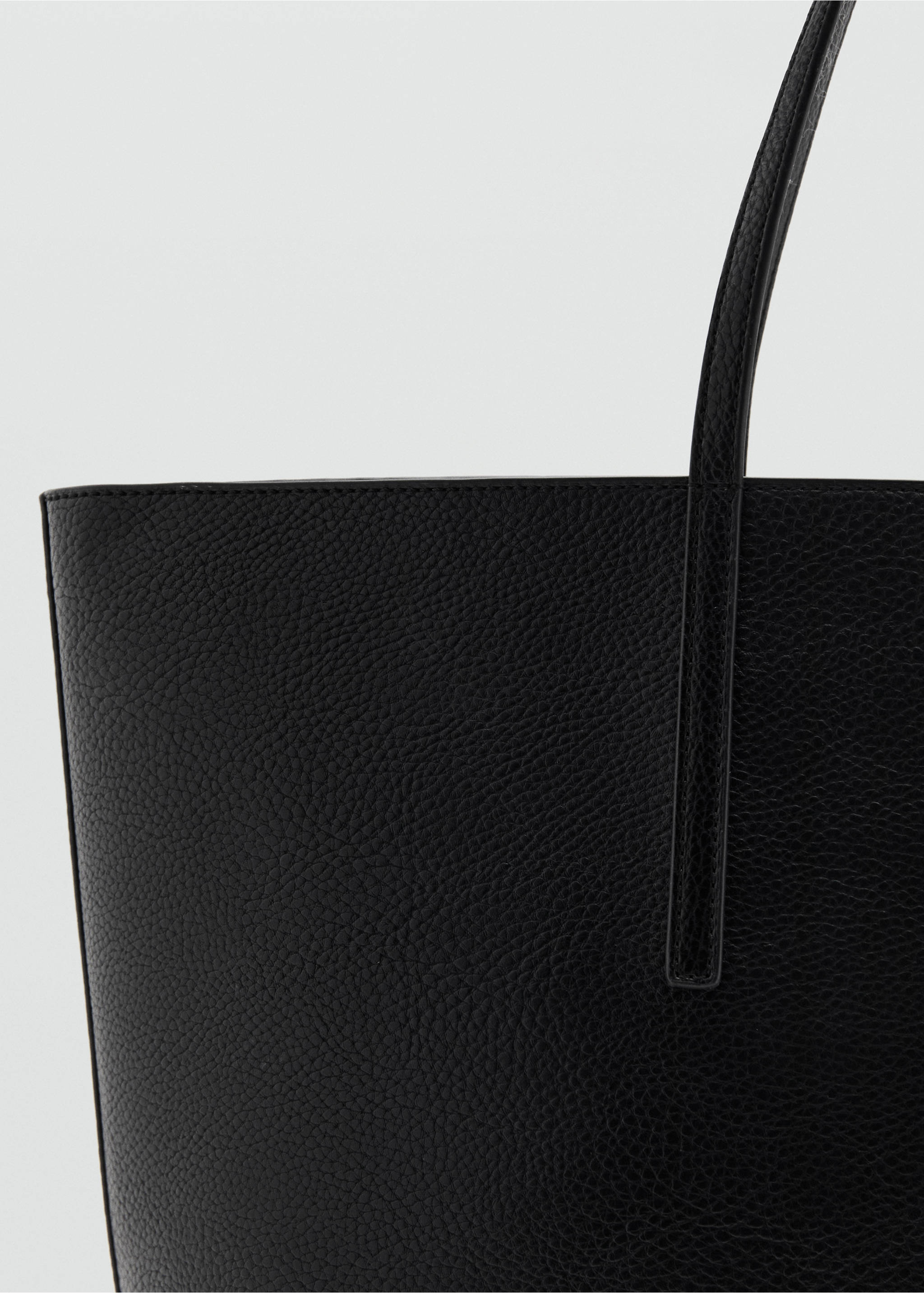 Shopper bag with double handle - Details of the article 3, Black. Ref: 27081340-00.