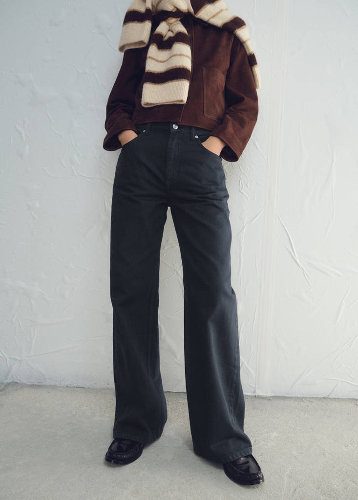 Mid-rise straight jeans — Charcoal