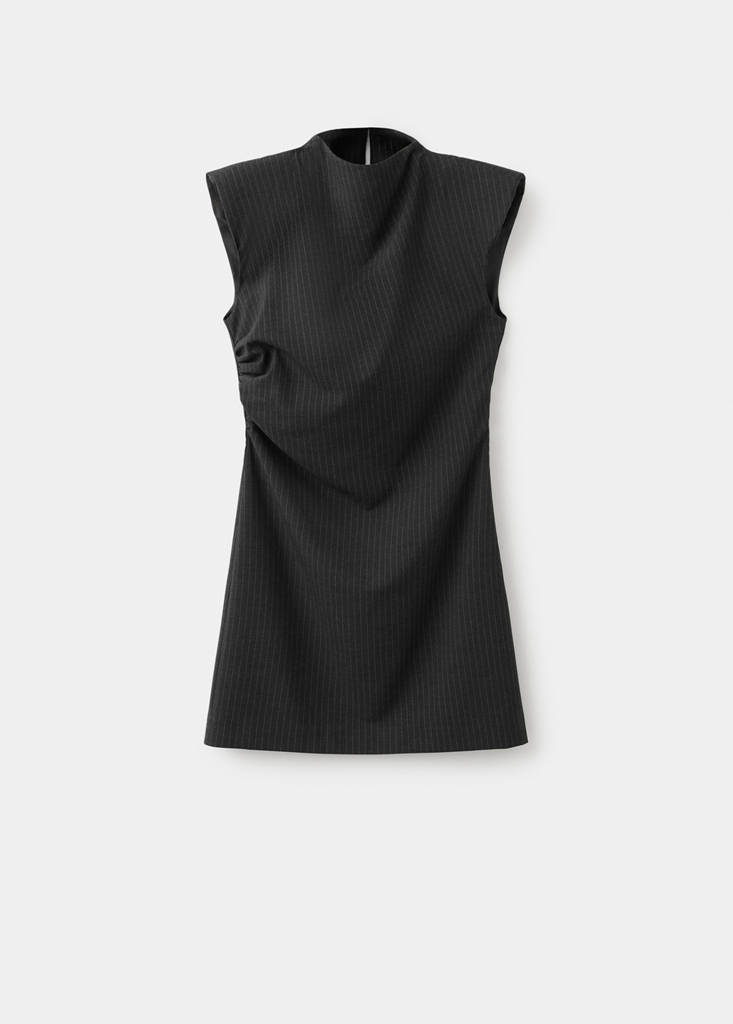 Pinstripe dress with cut-out — Grey