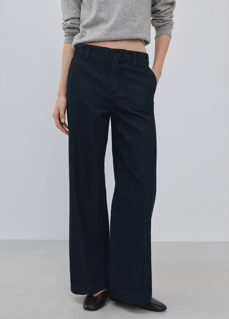 Jeans wide leg tiro medio
