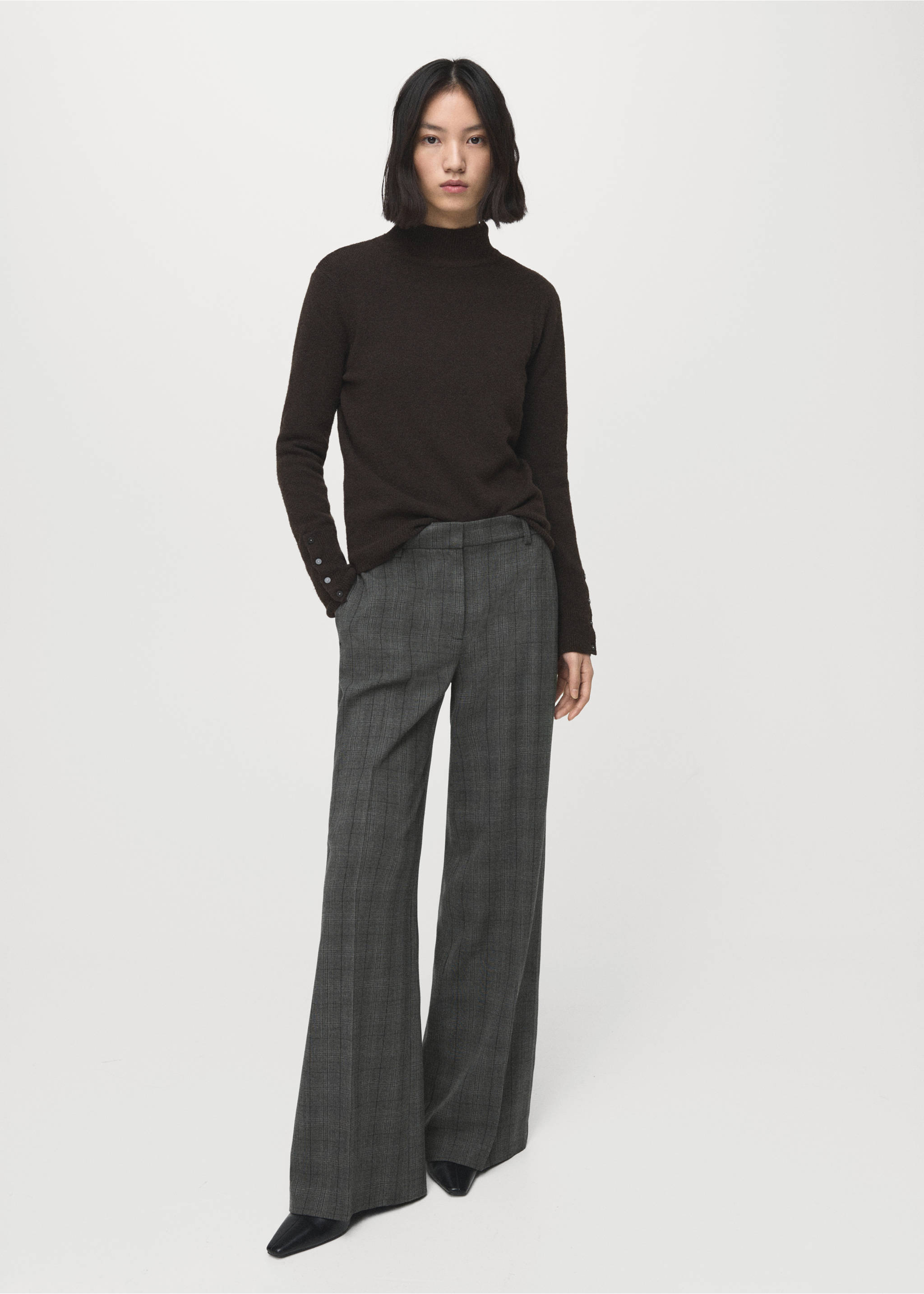 Wide leg check suit trousers - General plane, Grey. Ref: 27081347-00.