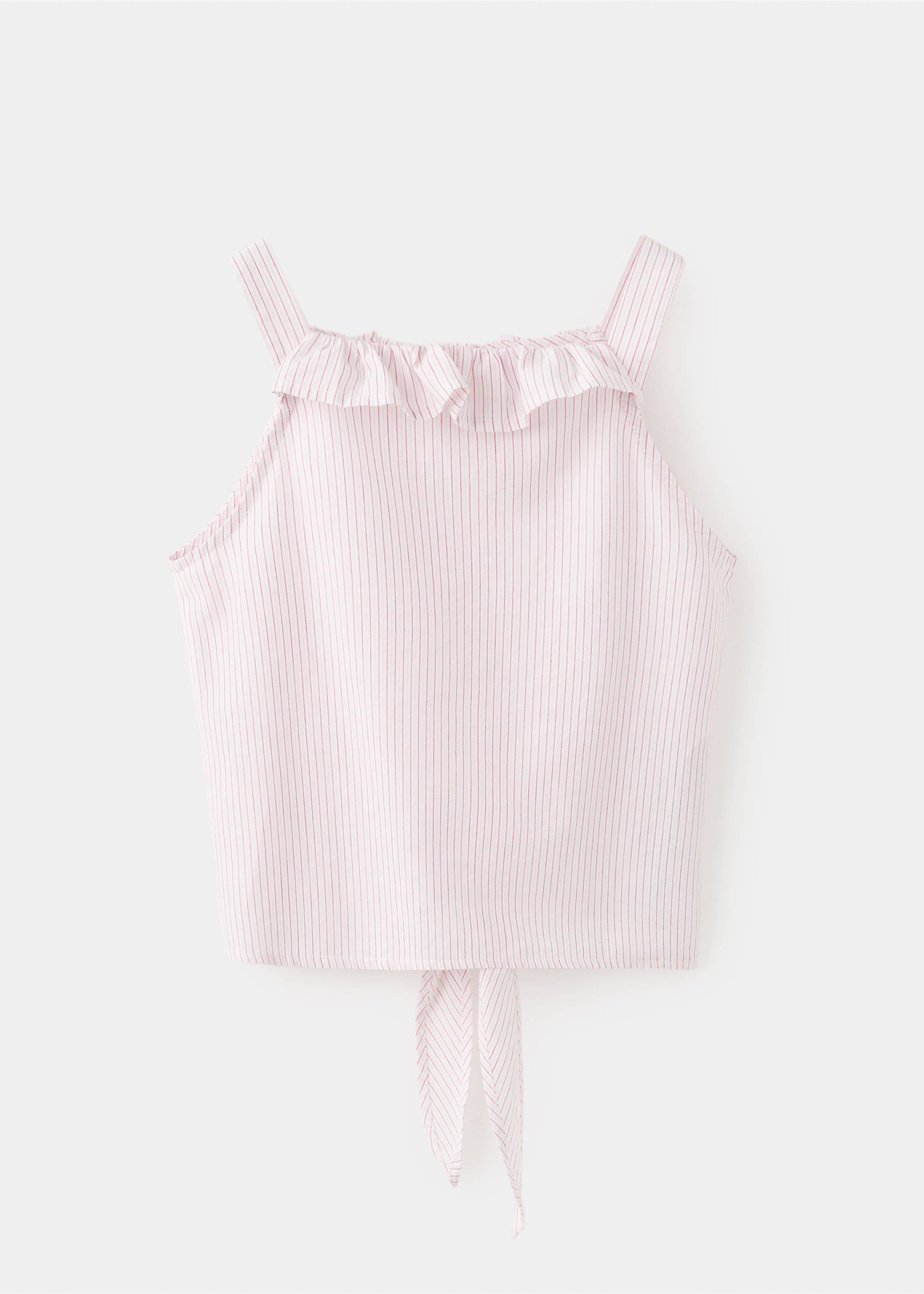 Ruffled stripe-patterned blouse - Reverse of the article, Red. Ref: 27081507-00.