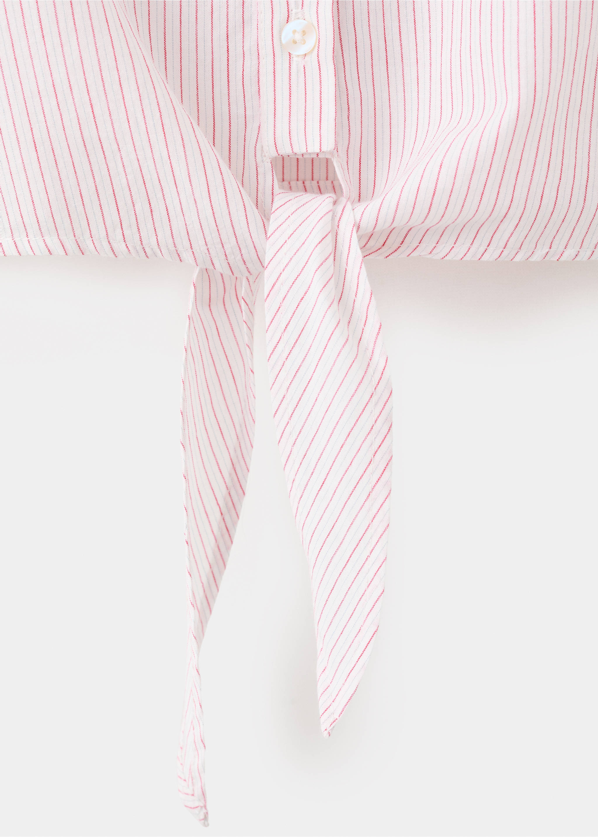 Ruffled stripe-patterned blouse - Details of the article 8, Red. Ref: 27081507-00.