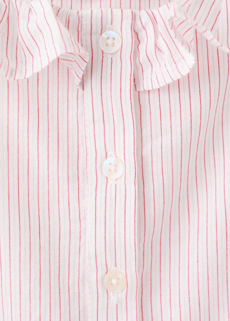 Ruffled stripe-patterned blouse — Red