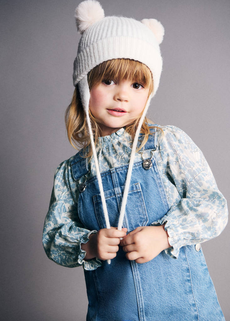 Short denim pinafore — Medium Blue