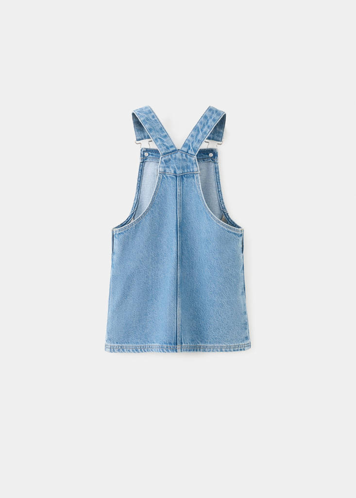 Short denim pinafore — Medium Blue