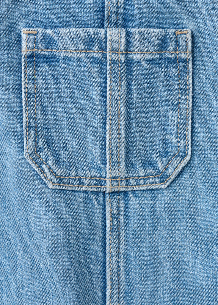 Short denim pinafore — Medium Blue