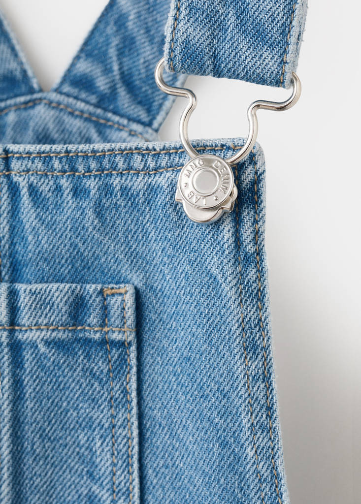 Short denim pinafore — Medium Blue