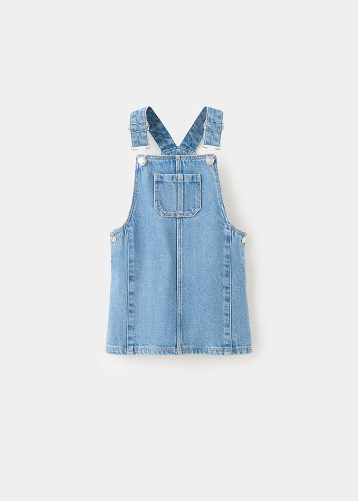Short denim pinafore — Medium Blue