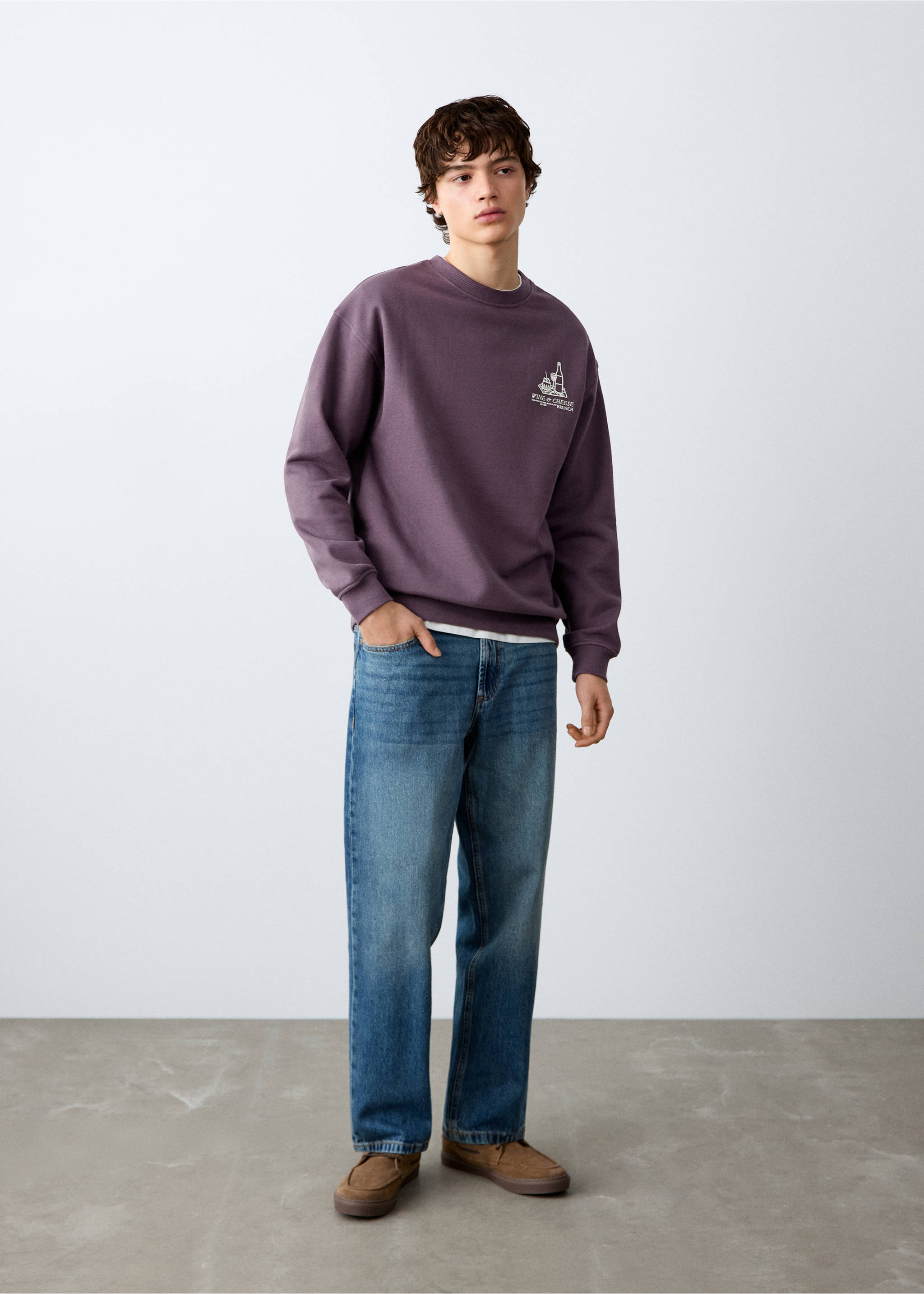 Printed cotton sweatshirt - General plane, Purple. Ref: 27081509-00.