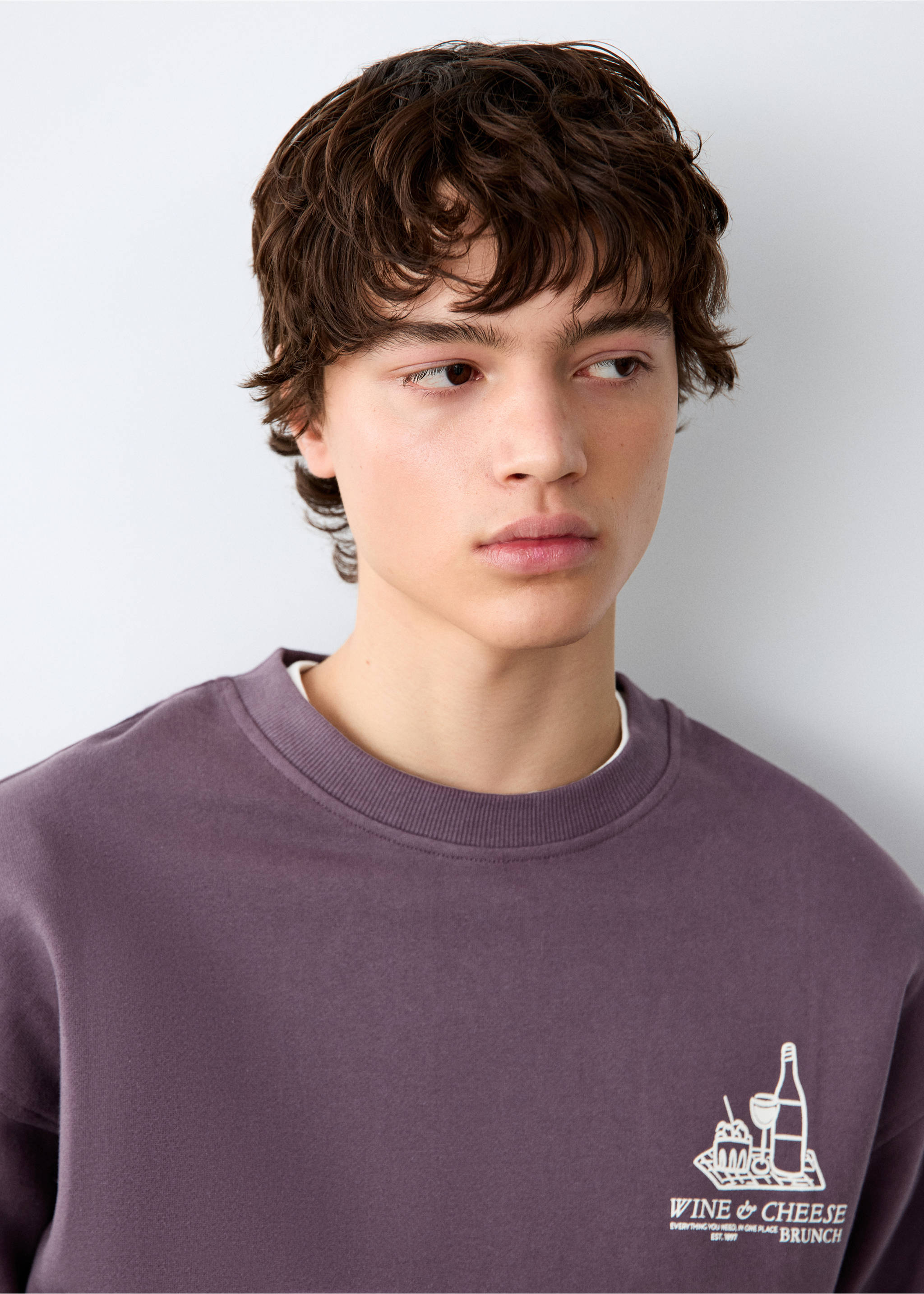Printed cotton sweatshirt - Details of the article 1, Purple. Ref: 27081509-00.