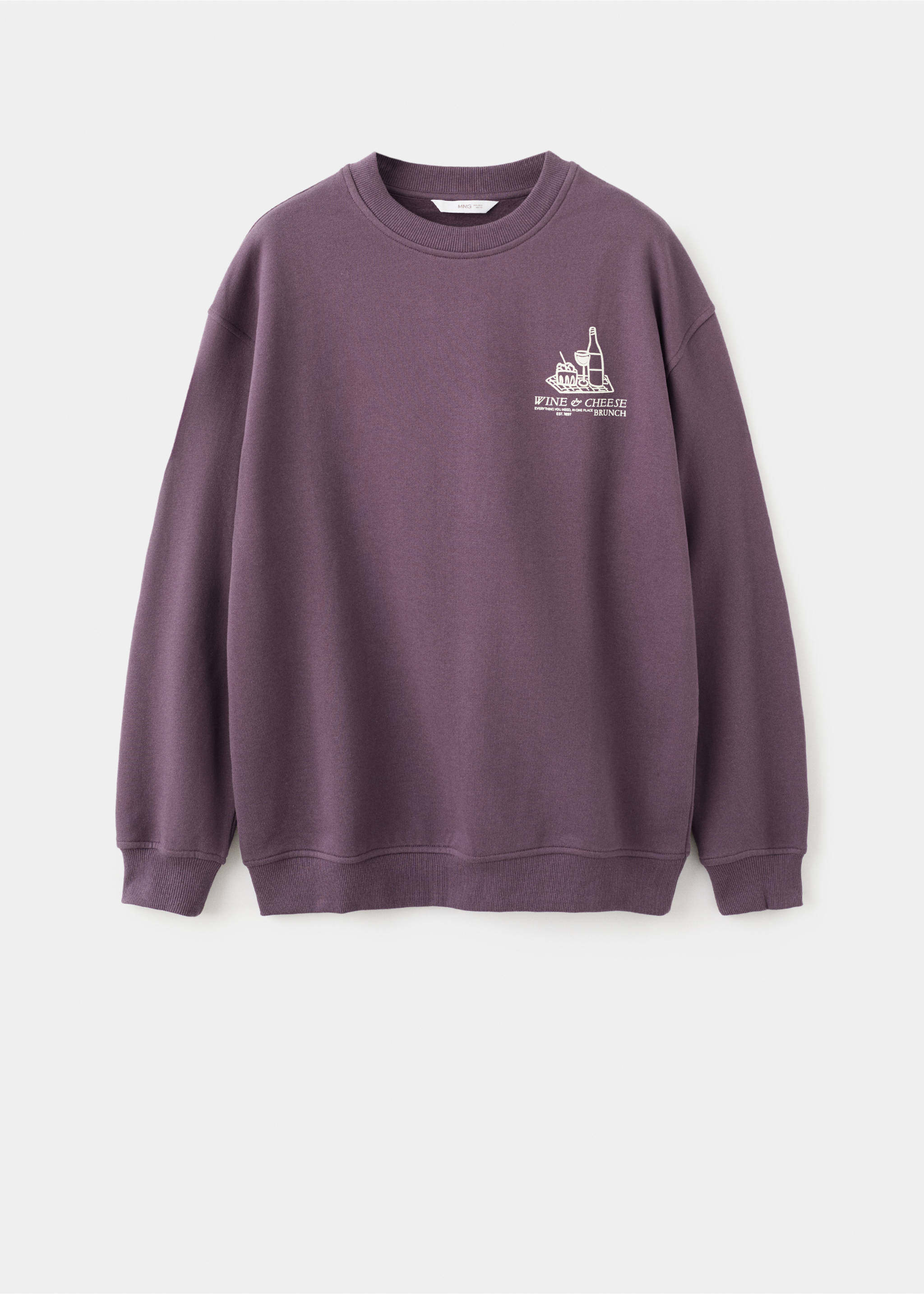 Bedrukt katoenen sweatshirt - Artikel zonder model, Paars. Ref: 27081509-00.