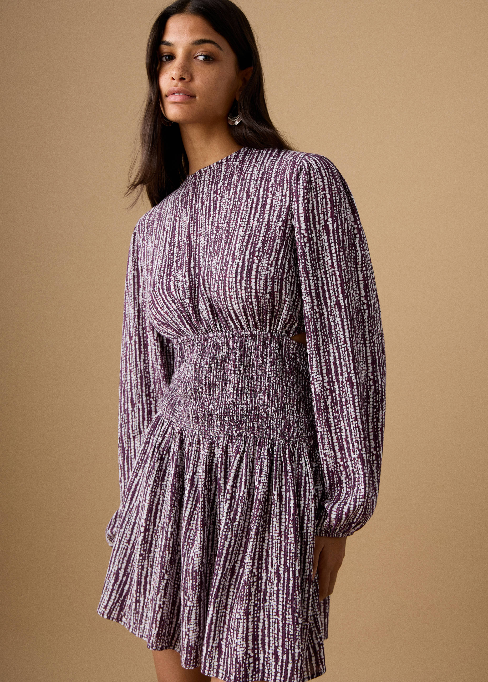 Lurex cut-out print dress - Medium plane