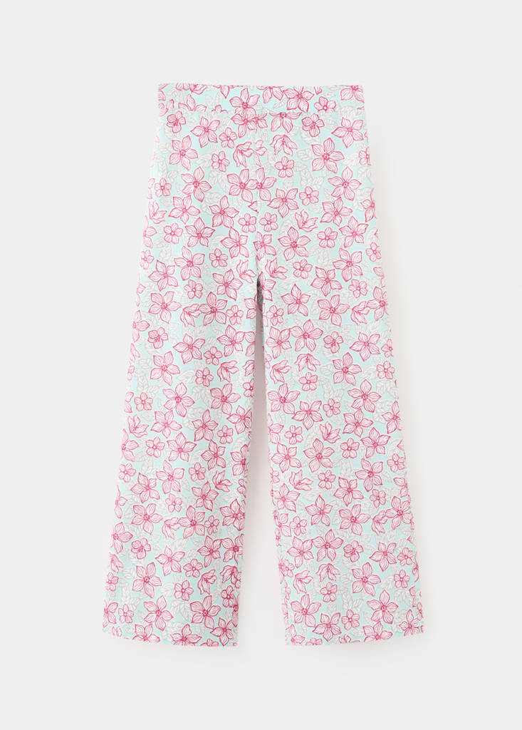 Flower print trousers — Aqua Green