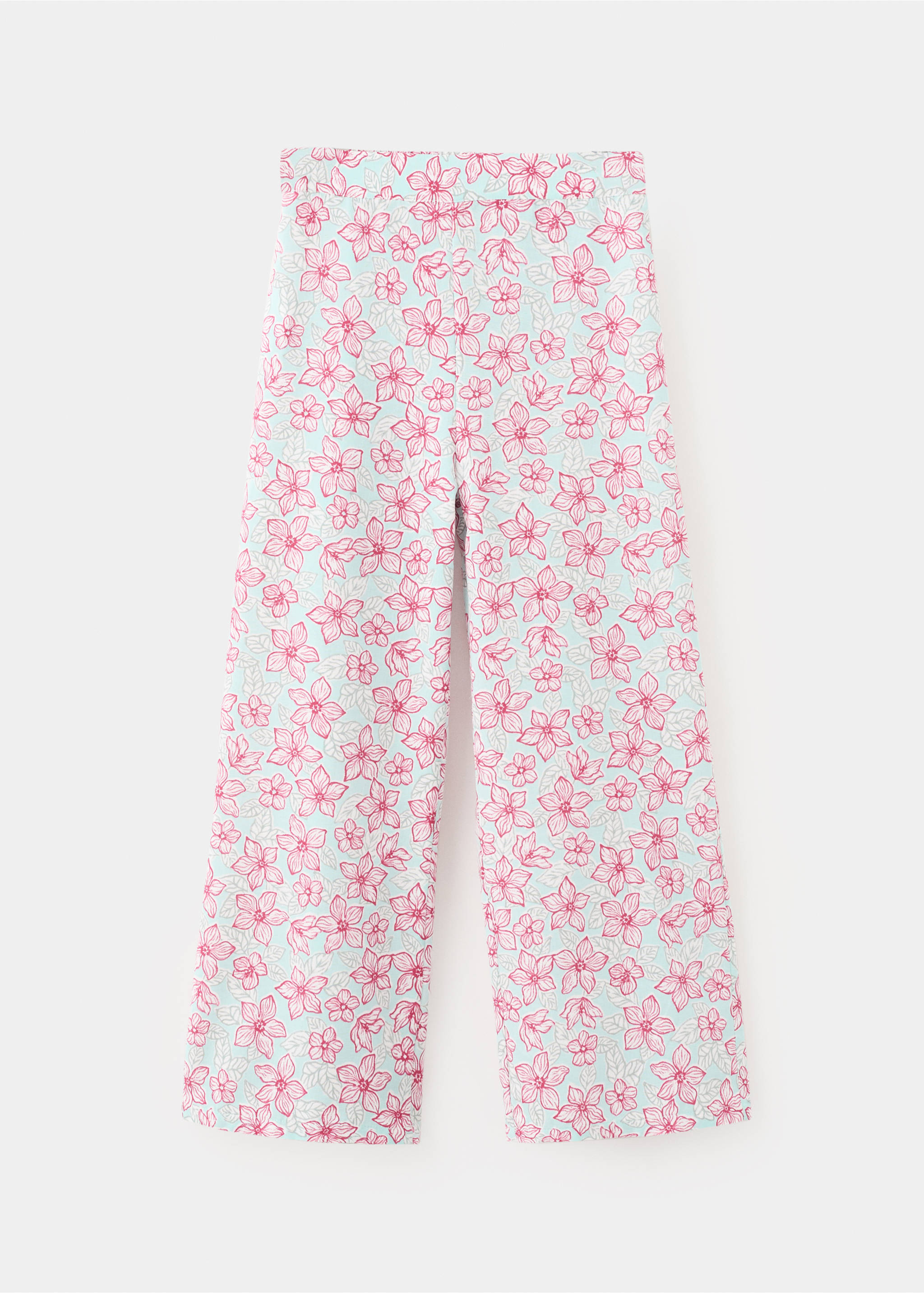 Flower print trousers - Article without model, Aqua Green. Ref: 27081513-00.