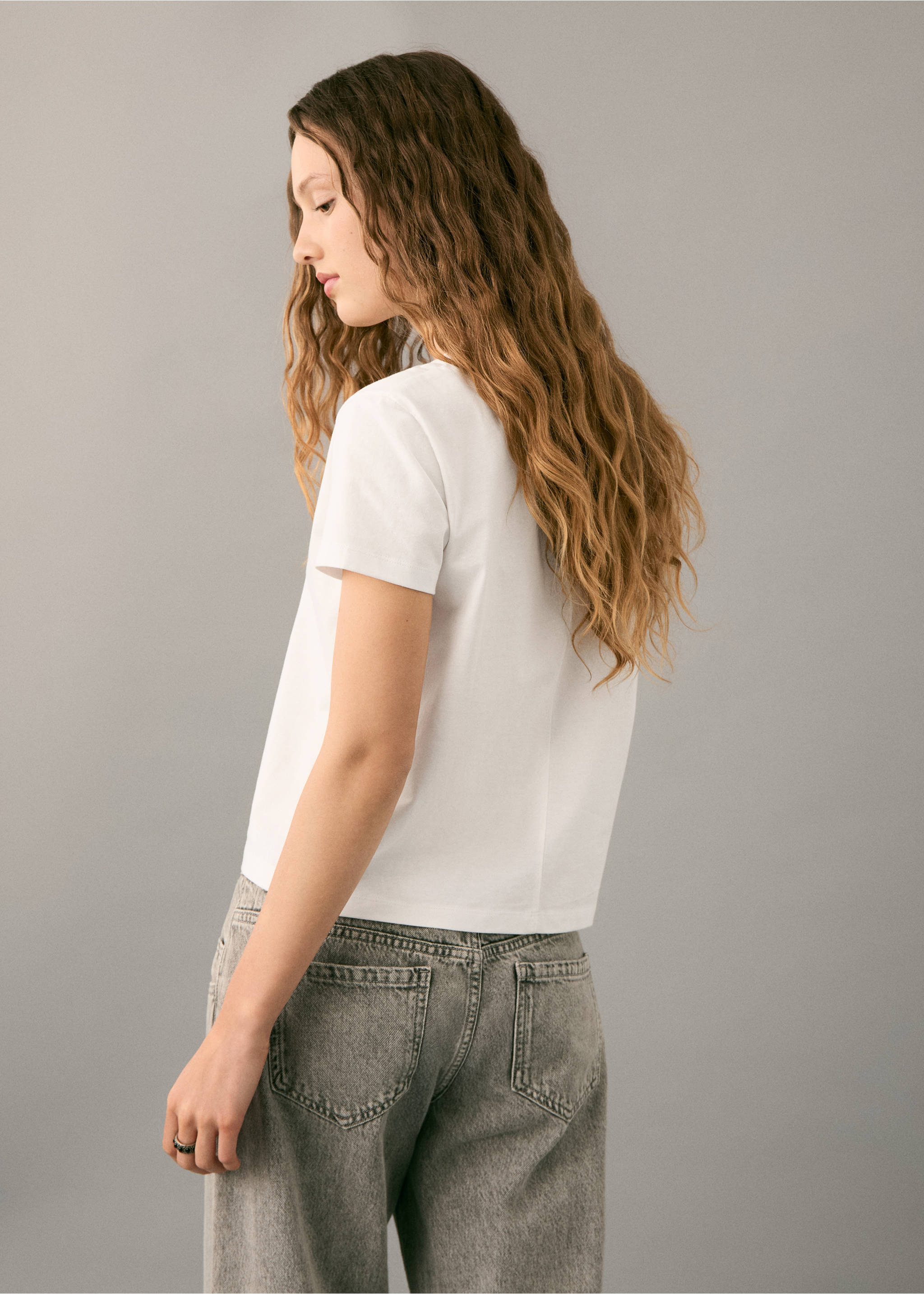 Embroidered short-sleeved t-shirt - Reverse of the article, Off White. Ref: 27081514-00.