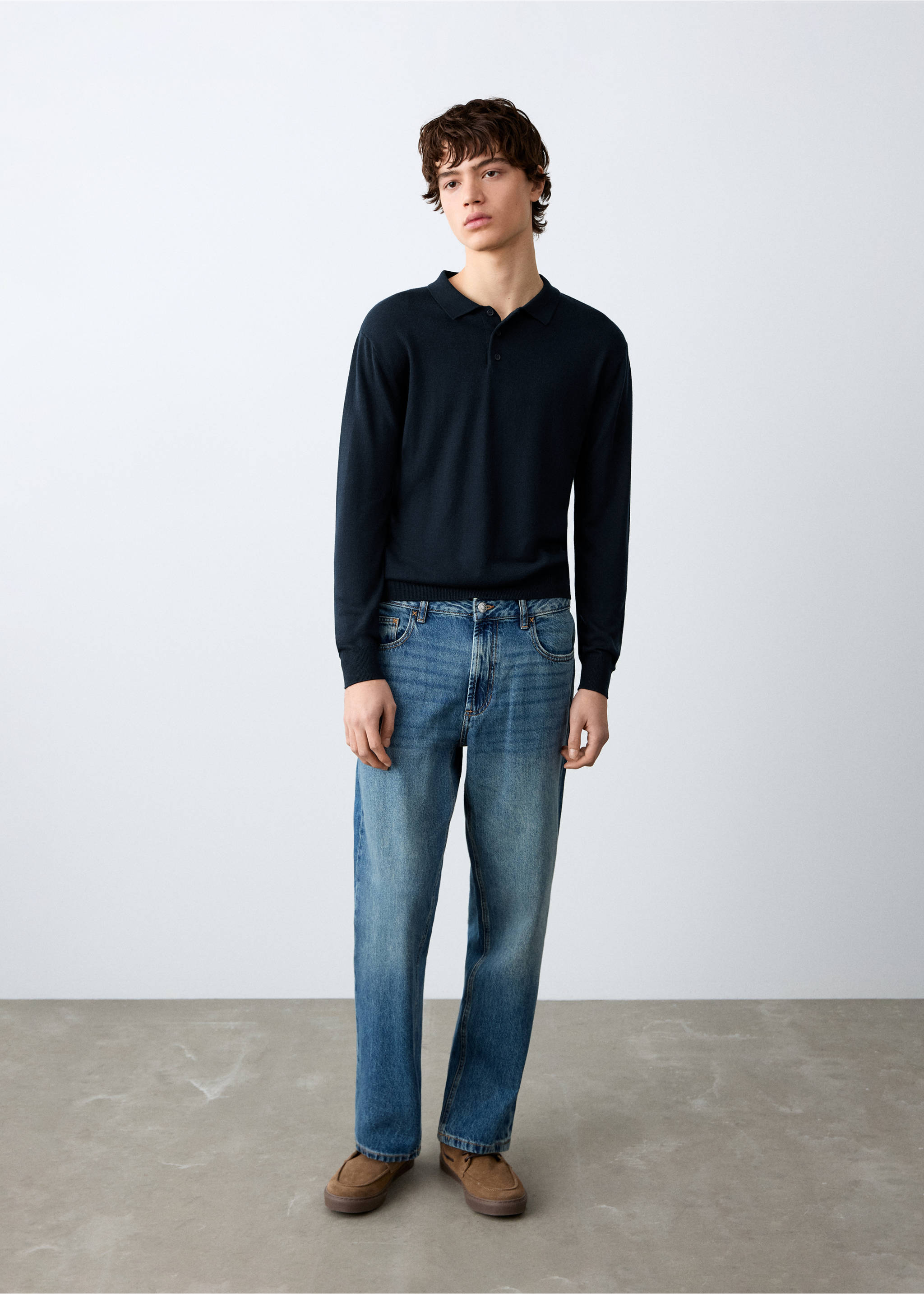 Pullover mit Polo-Kragen - Allgemeine Ansicht, Marineblau. Ref: 27081515-00.