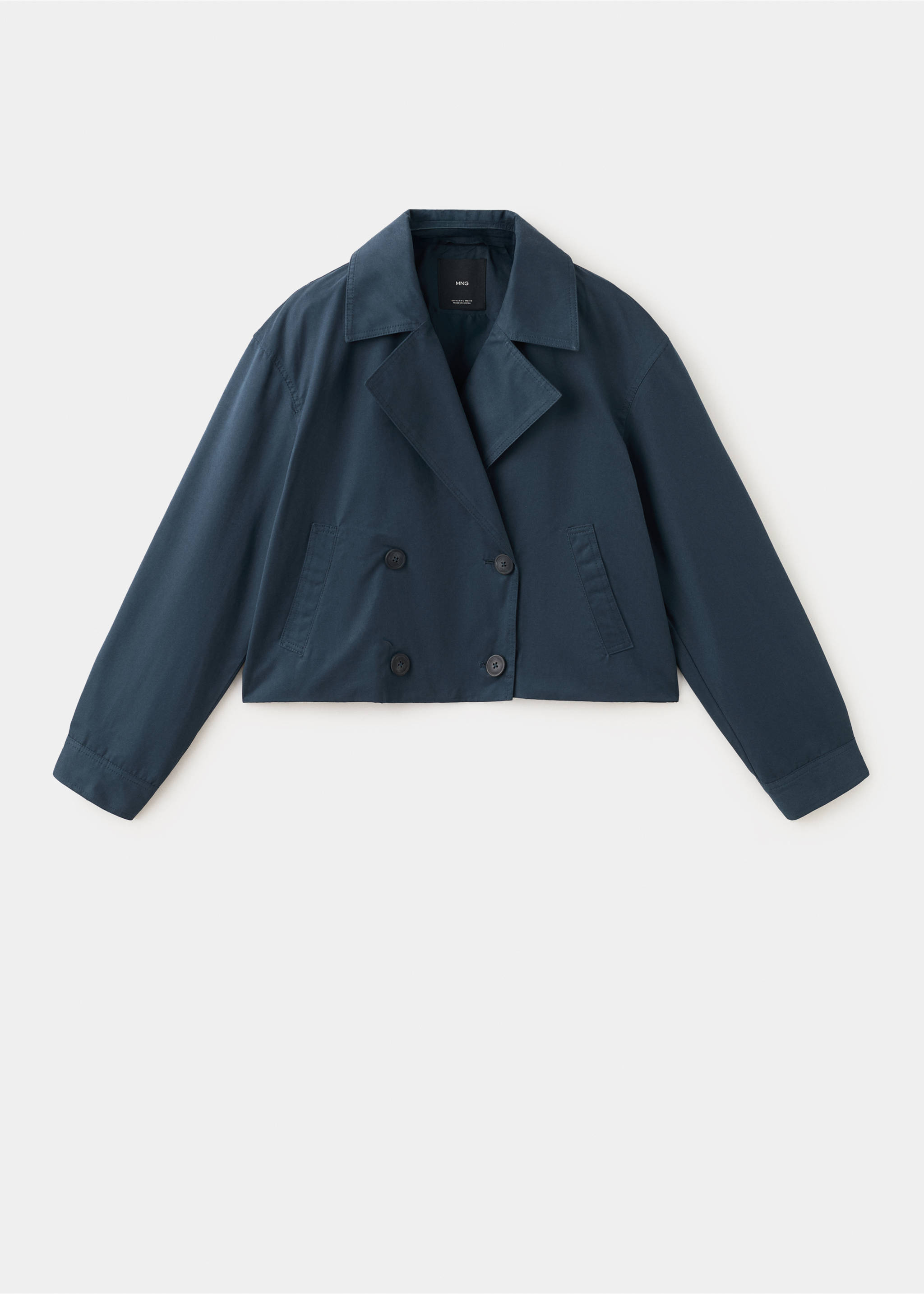 Double-breasted short balloon trench - Article without model, Dark Navy. Ref: 27081517-00.