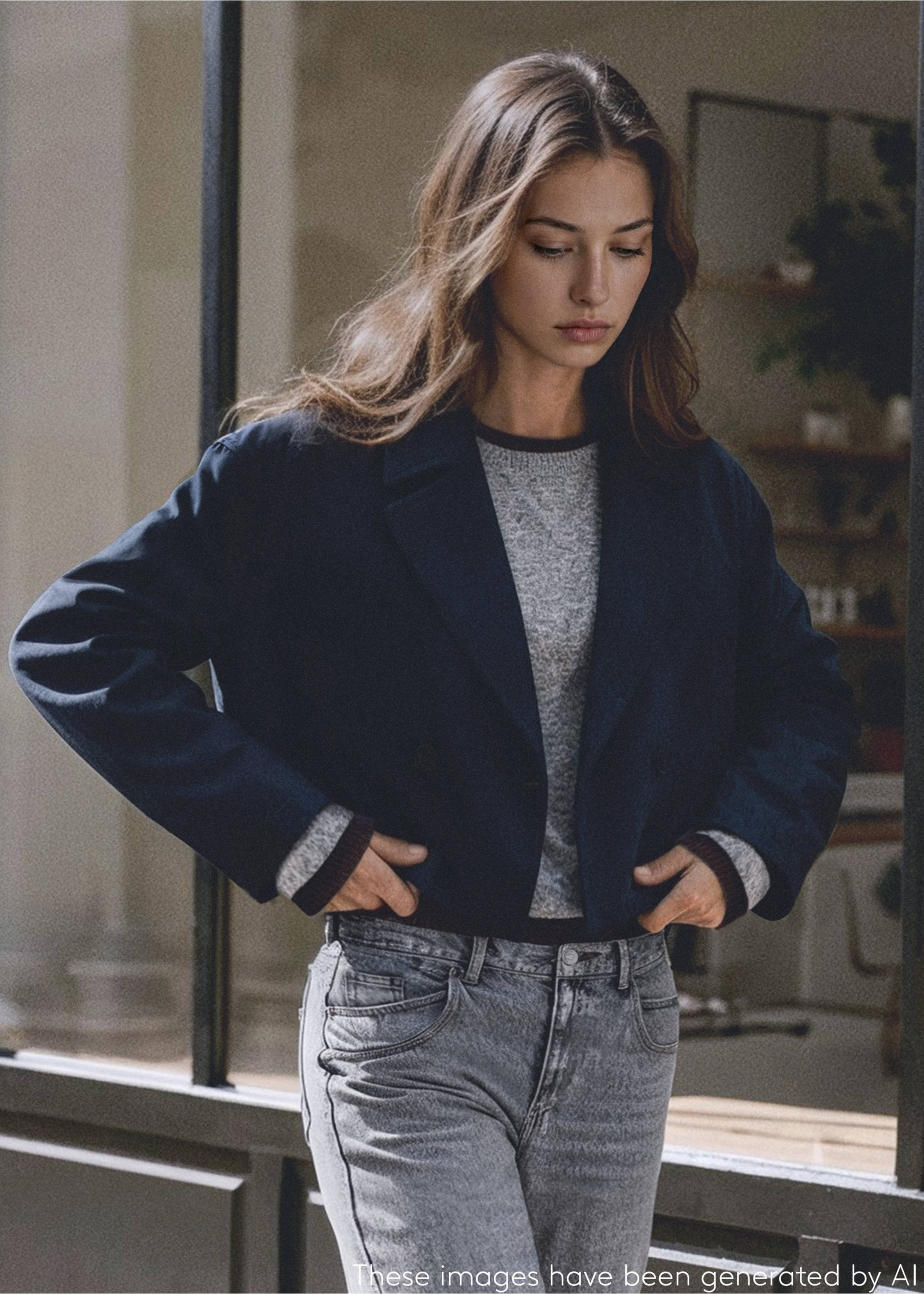 Double-breasted short balloon trench - Details of the article 5, Dark Navy. Ref: 27081517-00.