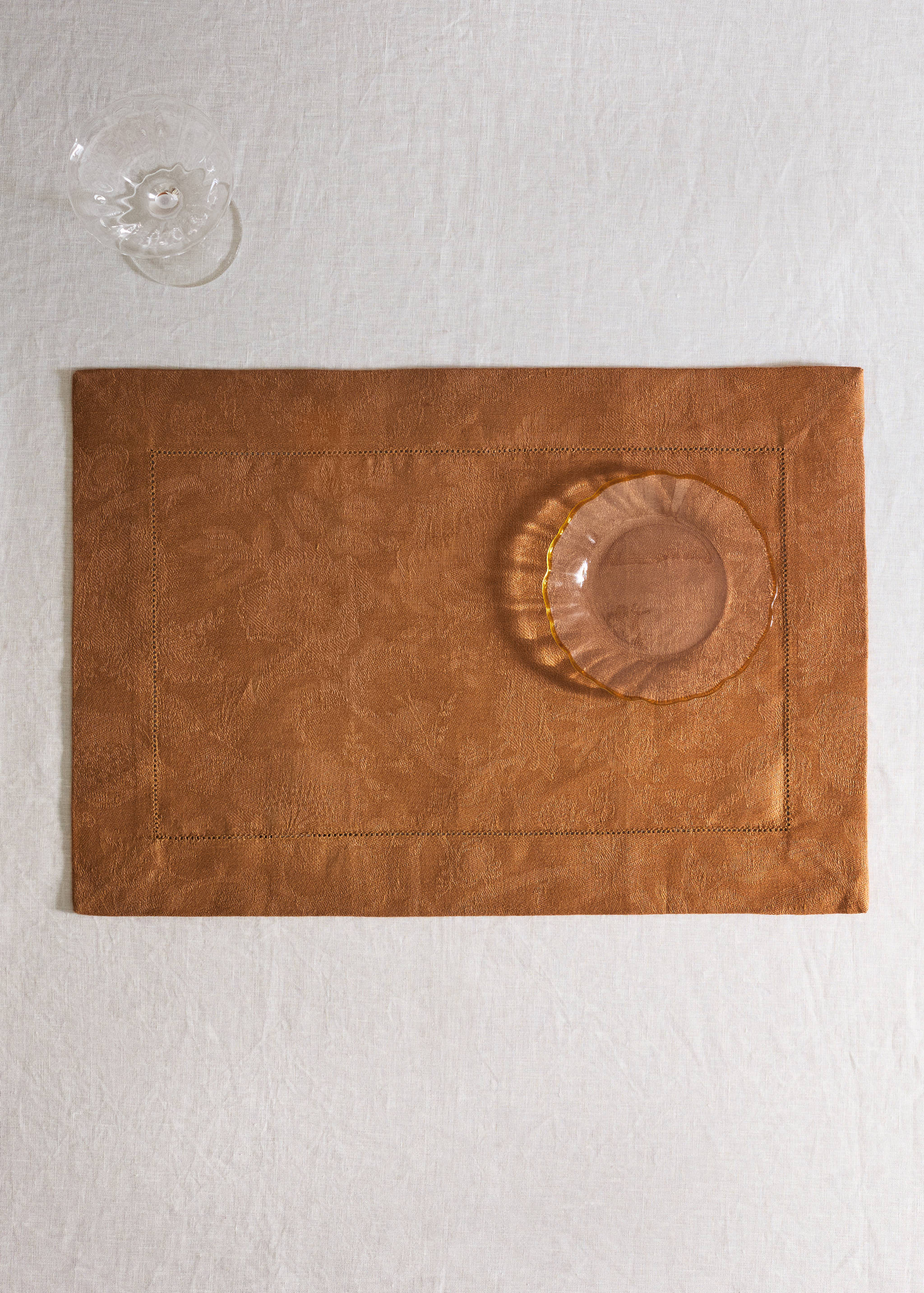100% linen placemat with floral print - General plane