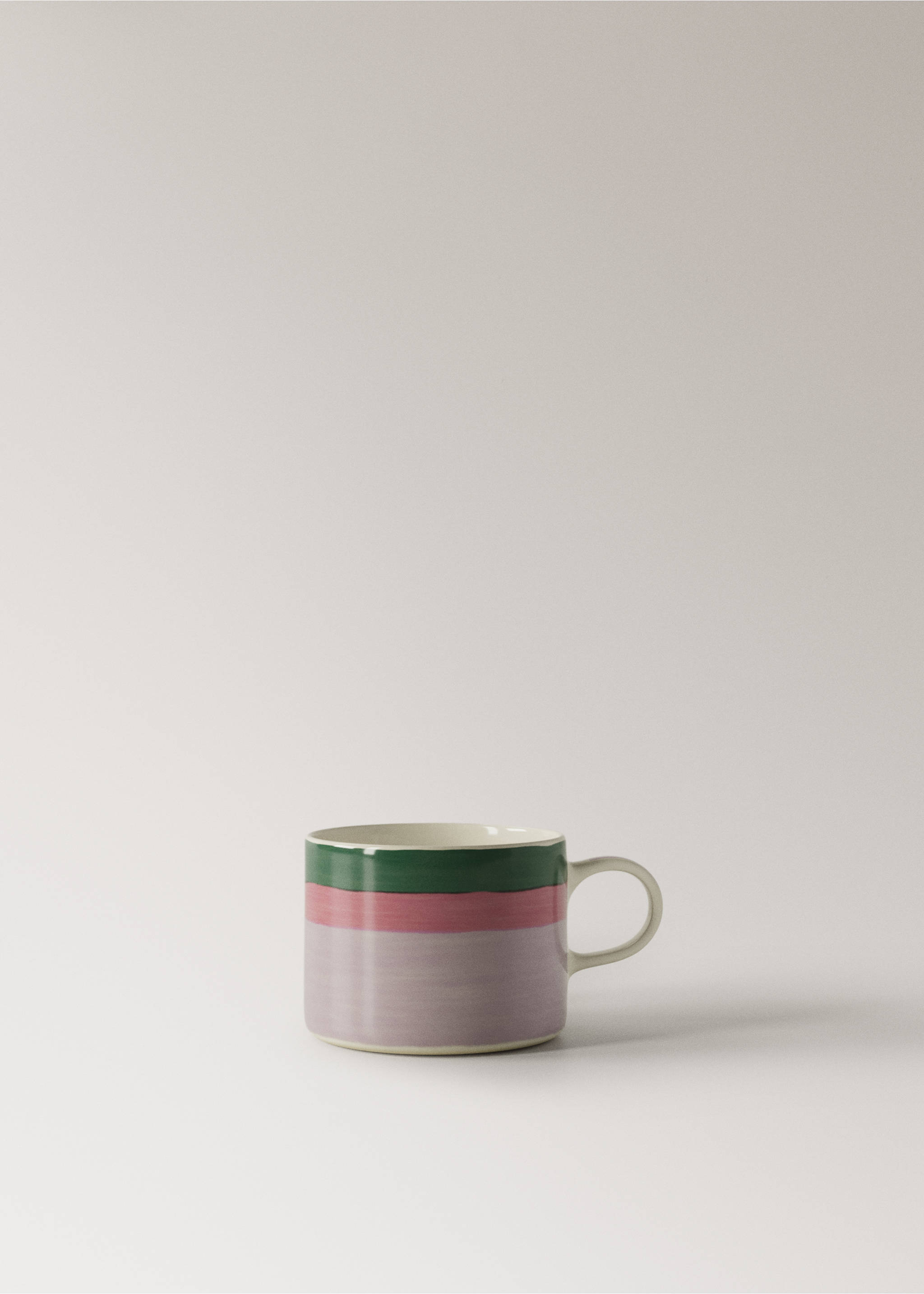 Striped stoneware coffee cup - Article without model, Light/Pastel Purple. Ref: 27081523-00.